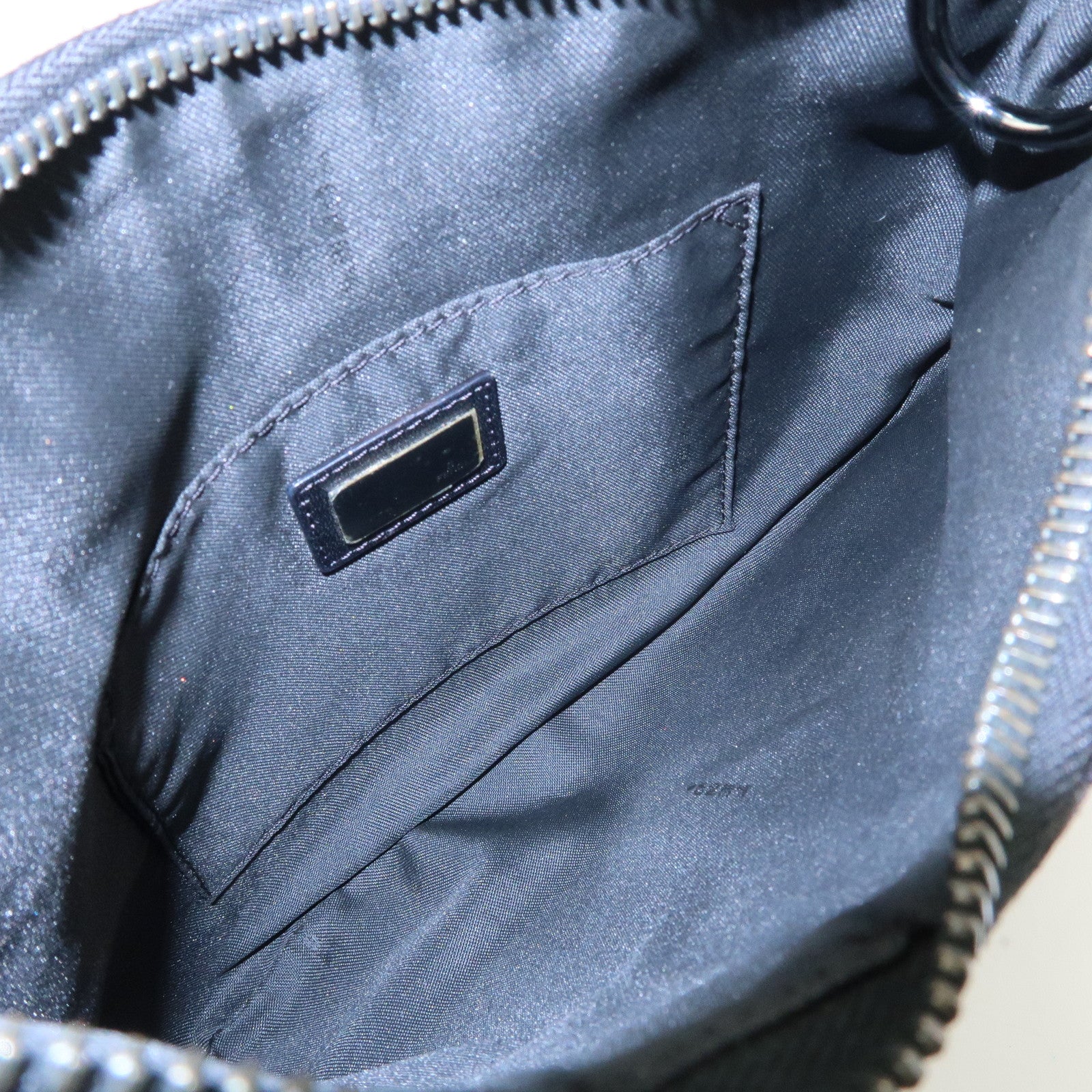 FENDI Zucchino Canvas Leather Shoulder Bag Hand Bag Black 8BR248