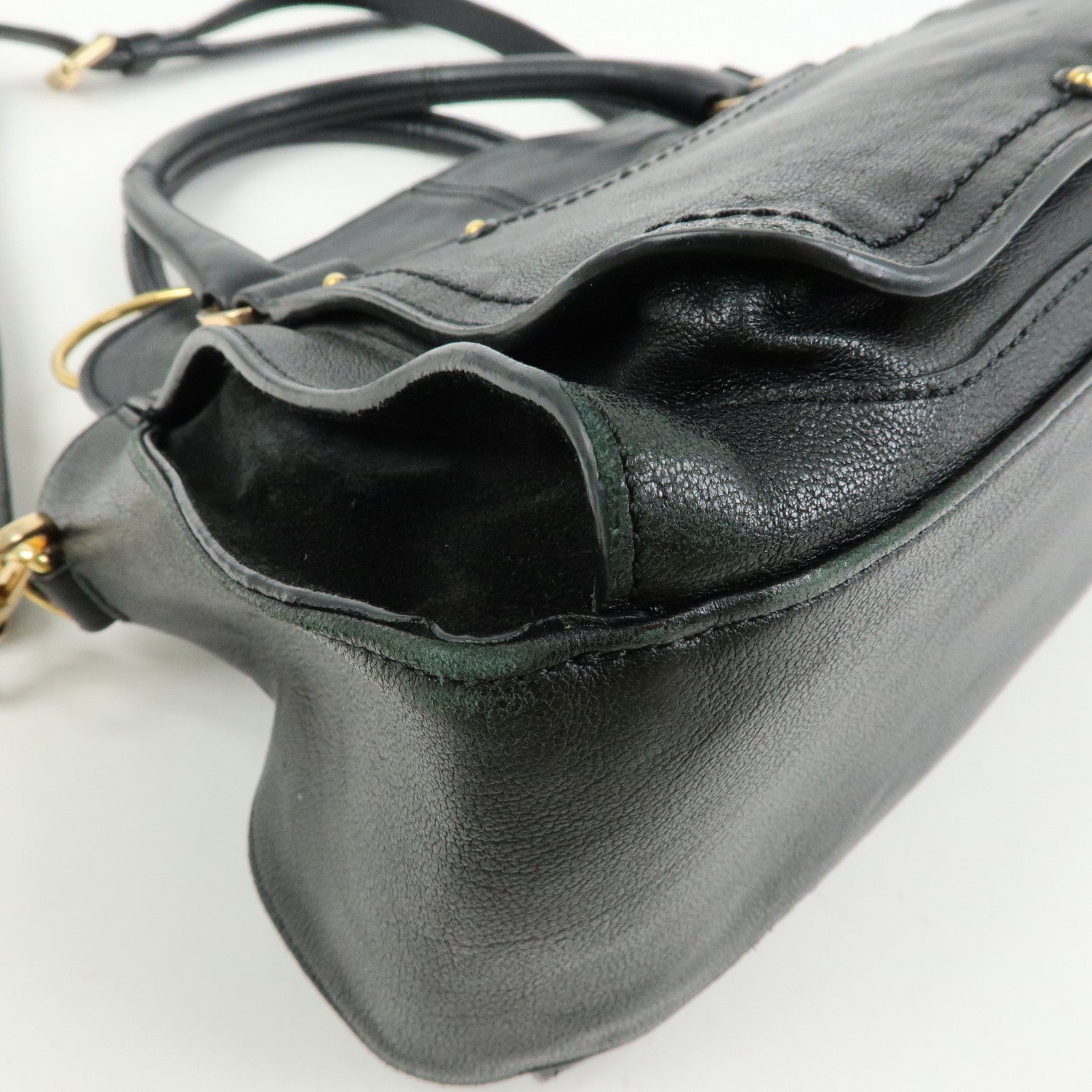 Chloe See by Cloe Leather 2Way Bag Shoulder Bag Hand Bag Black