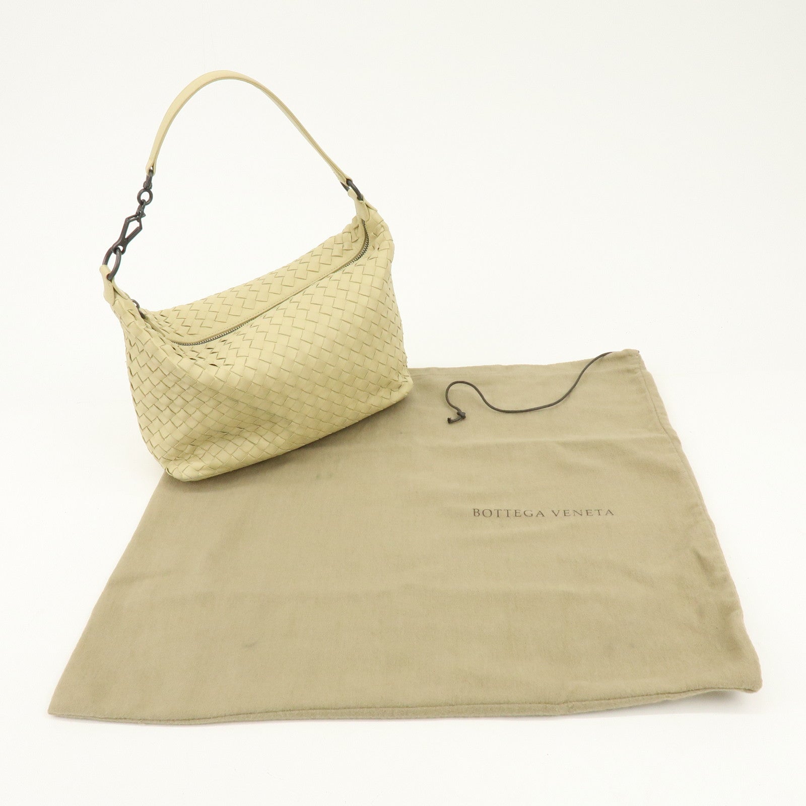 BOTTEGA VENETA Hobo Intrecciato Leather Shoulder Bag Beige 239988