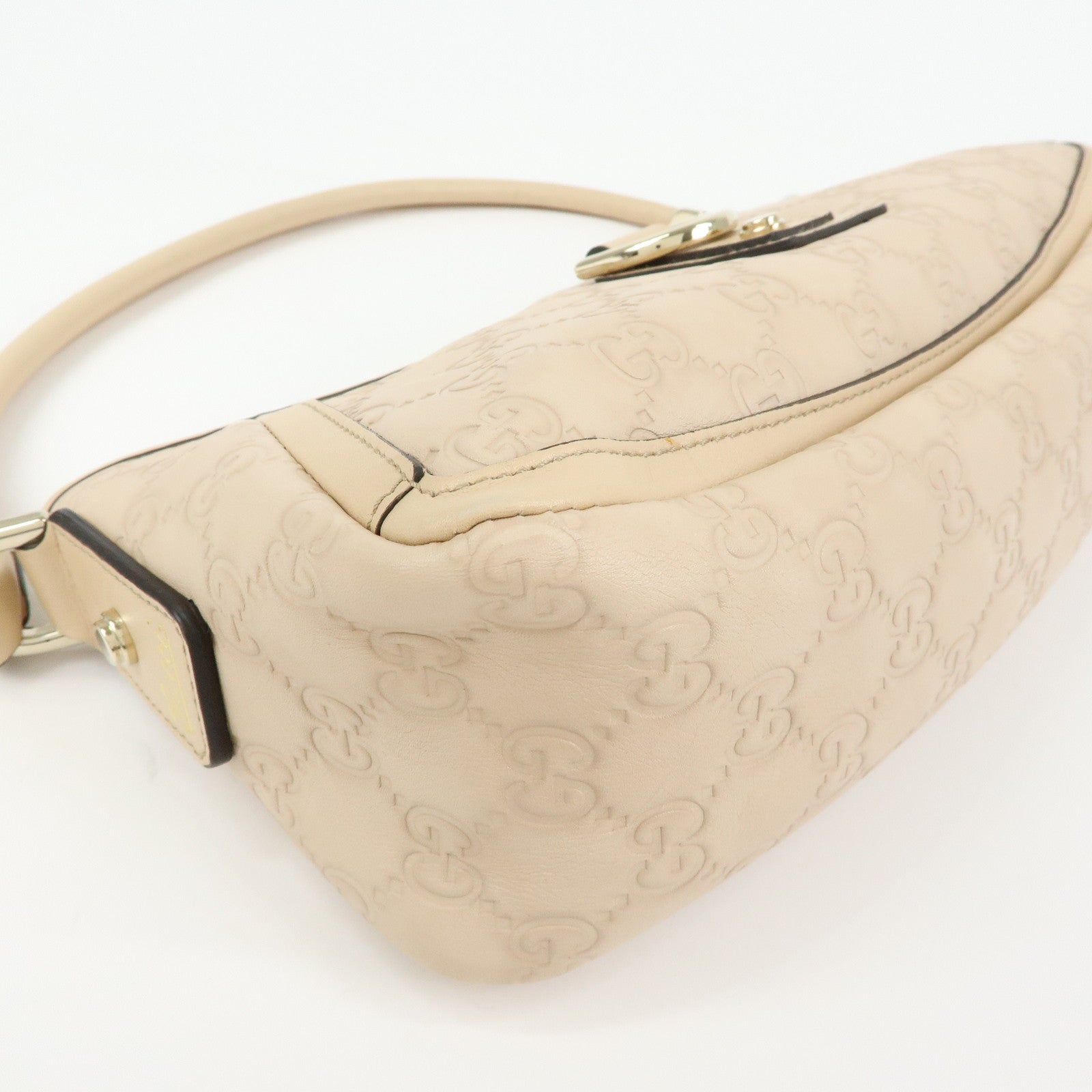 GUCCI Abbey Guccissima Leather Hand Bag Shoulder Bag Beige 130939