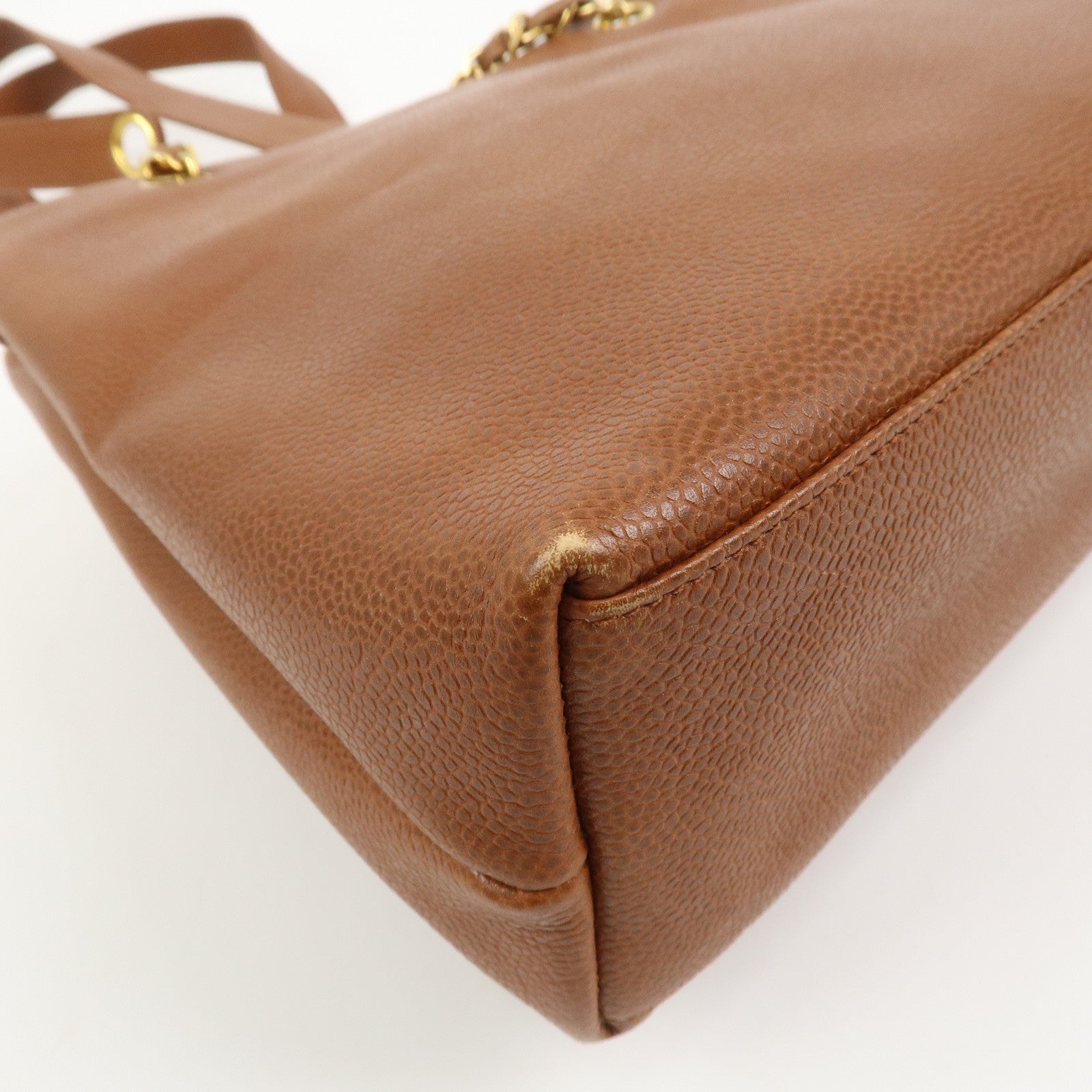 CHANEL COCO Mark Caviarskin Turn Lock Chain Shoulder Bag Brown