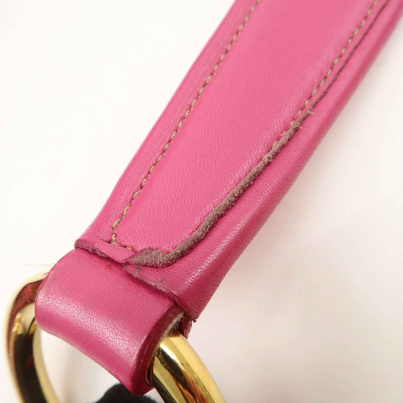 PRADA Logo Leather Shoulder Bag Pink Gold HDW