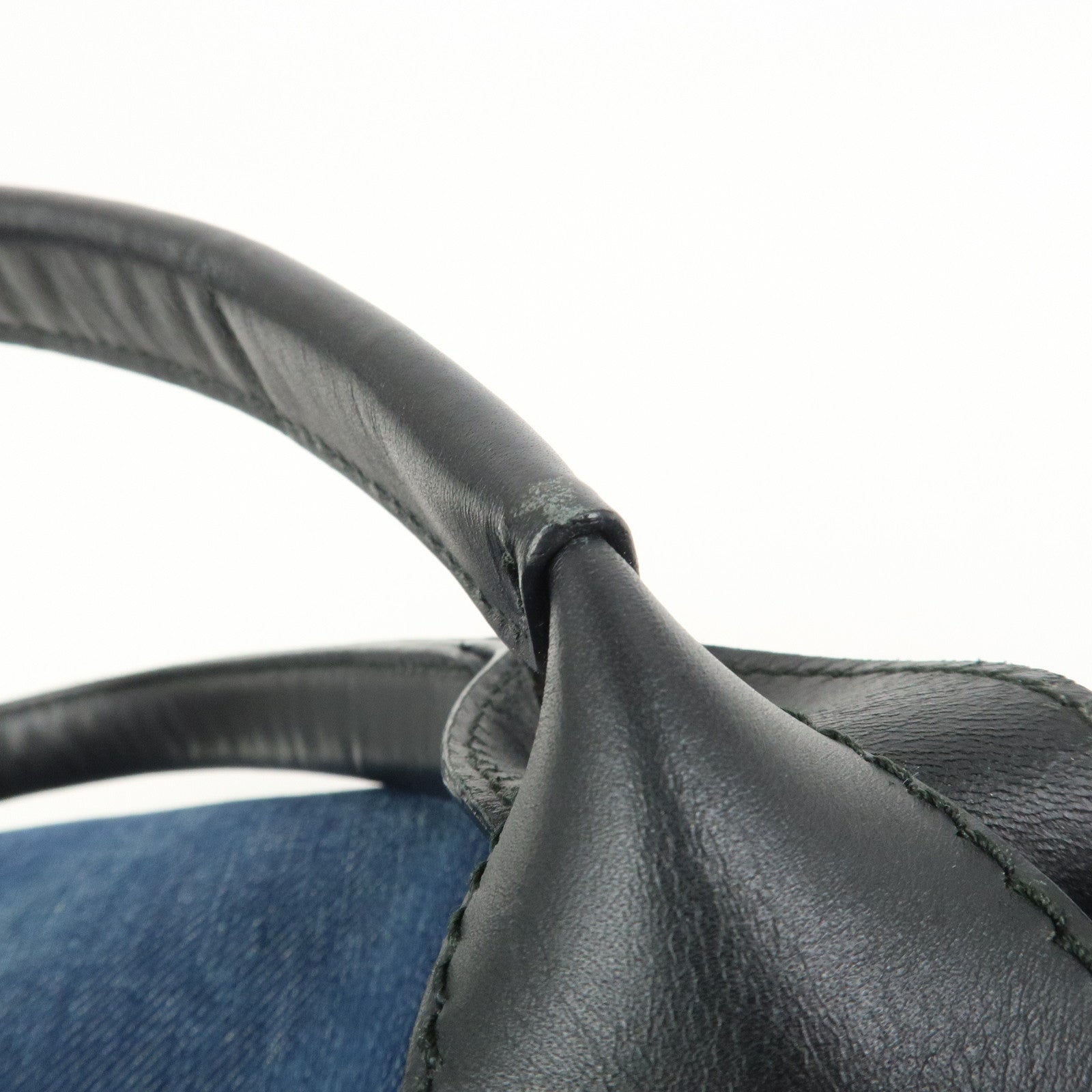 BALENCIAGA Navy Cabas Small Tote Bag Hand Bag Denim Black 339933