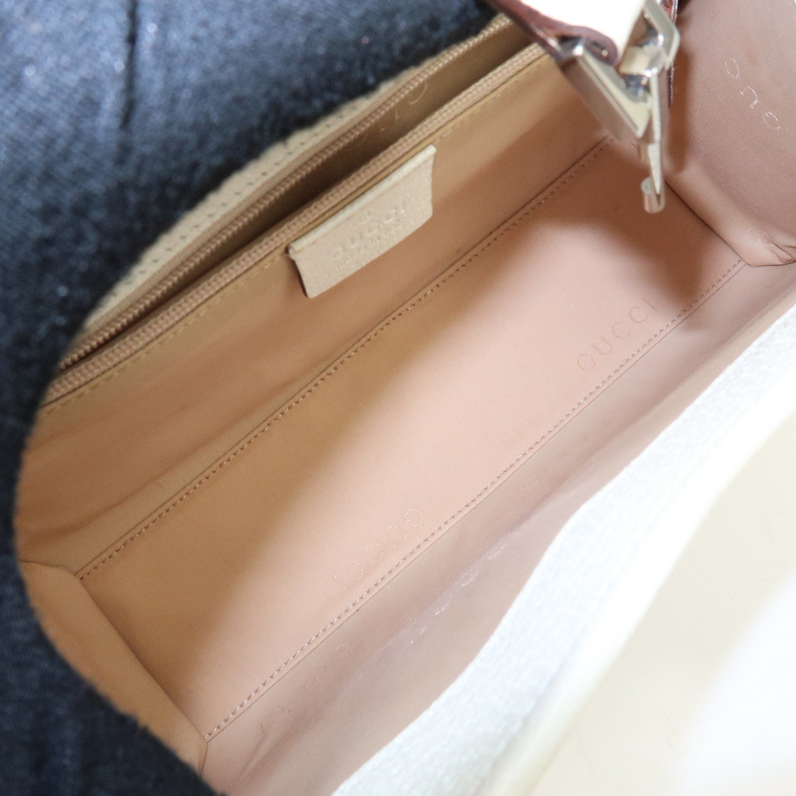 GUCCI Jackie GG Leather Shoulder Bag Hand Bag White 002.1068
