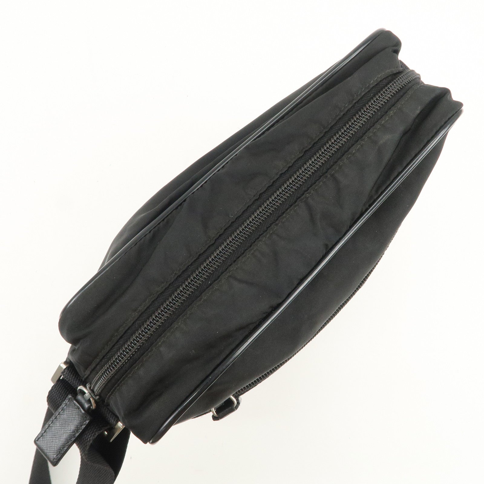 PRADA Logo Nylon Leather Shoulder Bag Crossbody Bag Black BT0421