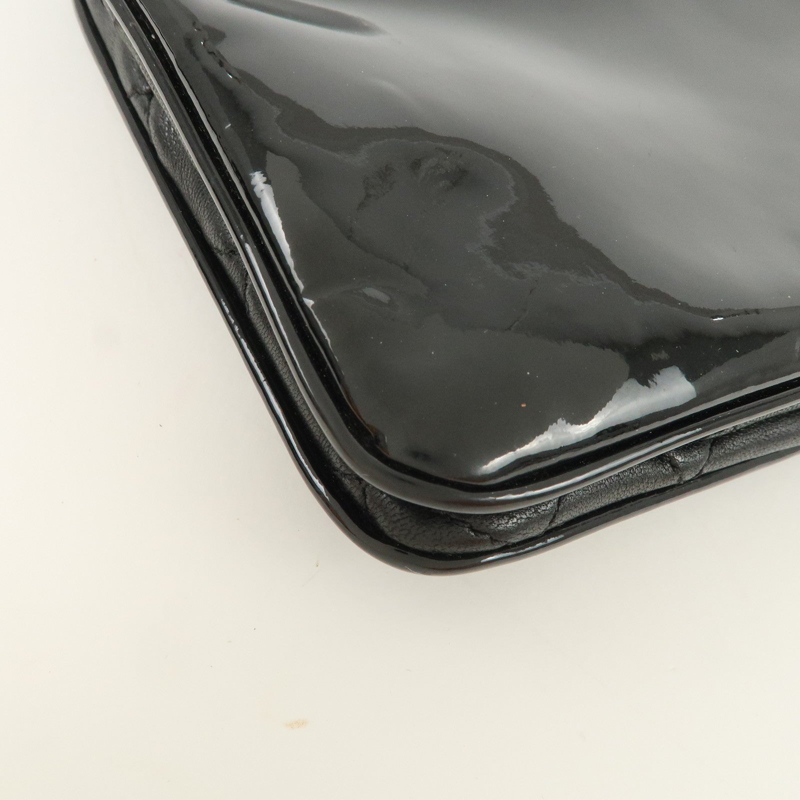 CHANEL Patent Leather Chain Shoulder Bag Hand Bag Black