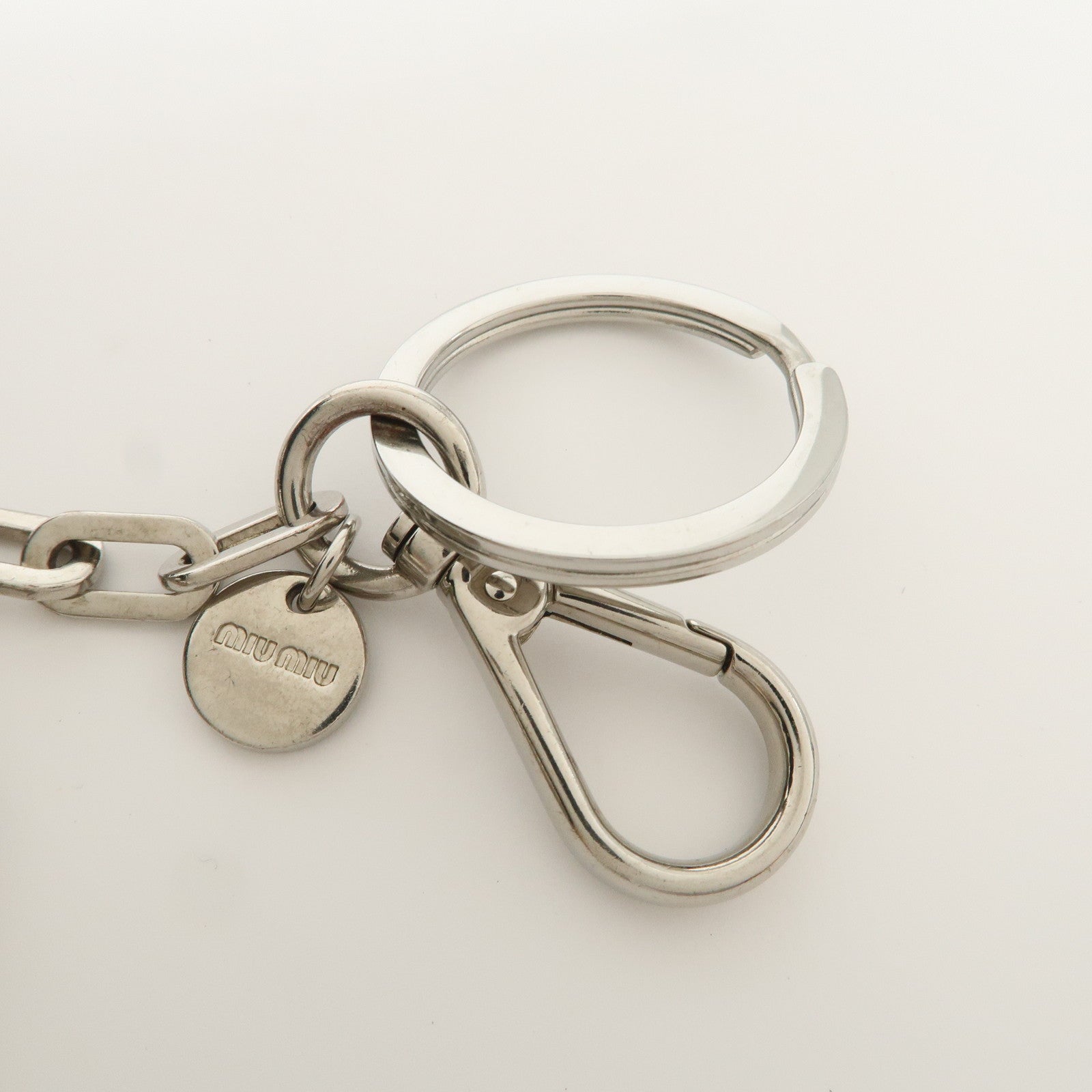 MIU MIU Metal Rhinestone Imitation Pear Heart Bag Charm Key Chain