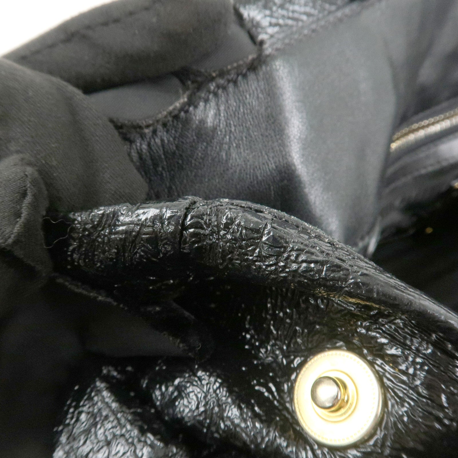 PRADA Patent Nylon Leather Shoulder Bag Hand Bag Black BR4176