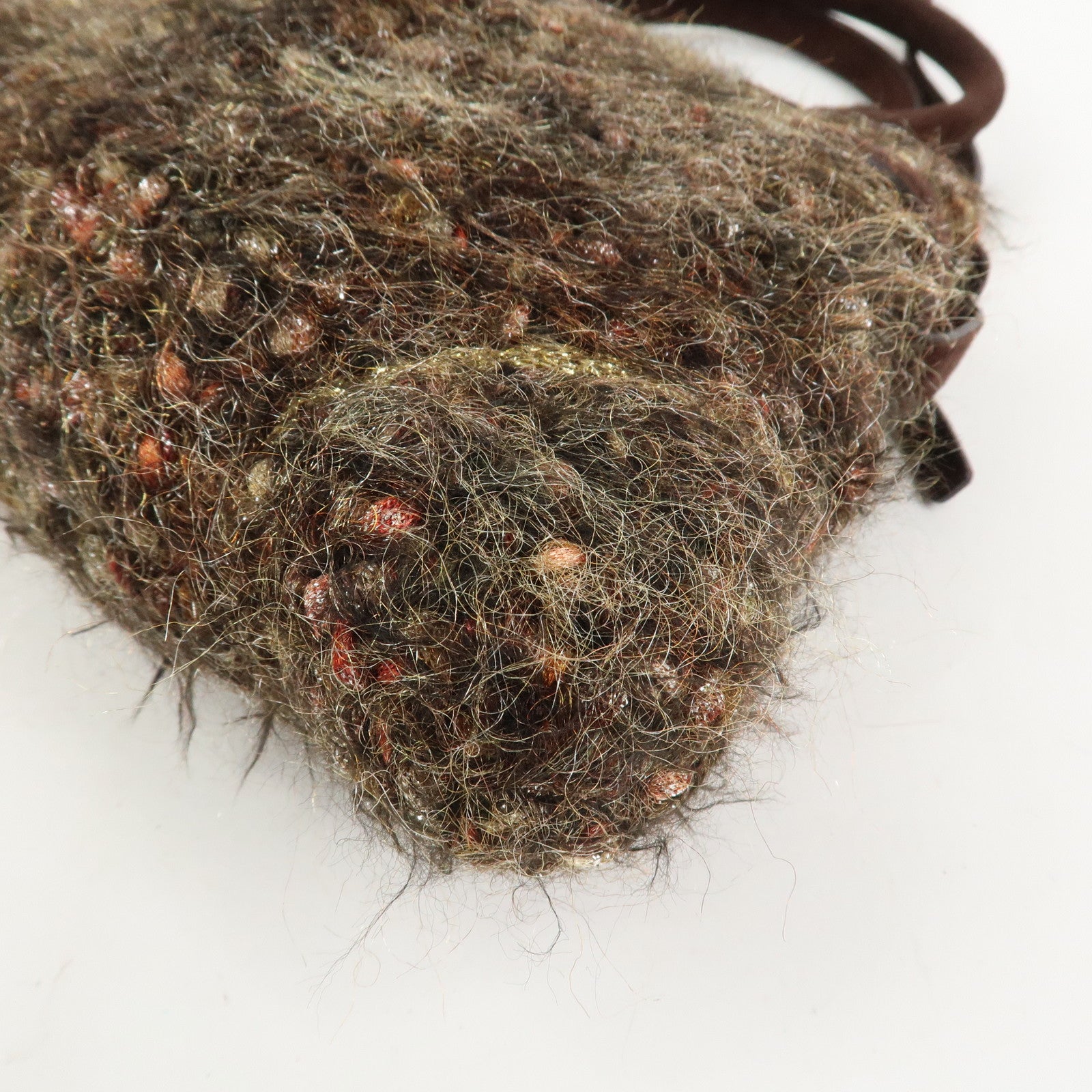 Ferragamo Gancini Wool Suede 2Way Bag Hand Bag Shoulder Bag Brown