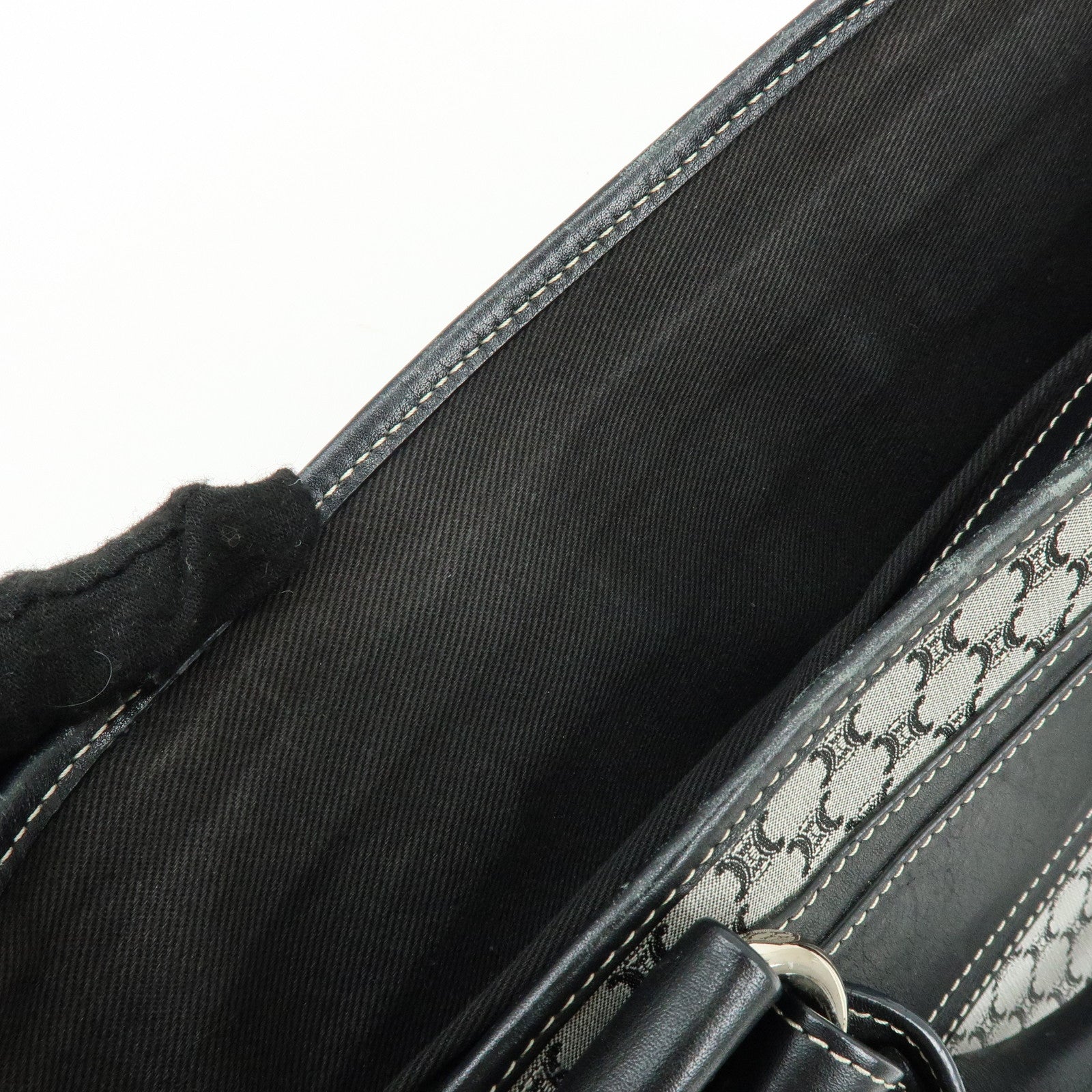 CELINE Macadam Canvas Leather Boogie Bag Hand Bag Navy