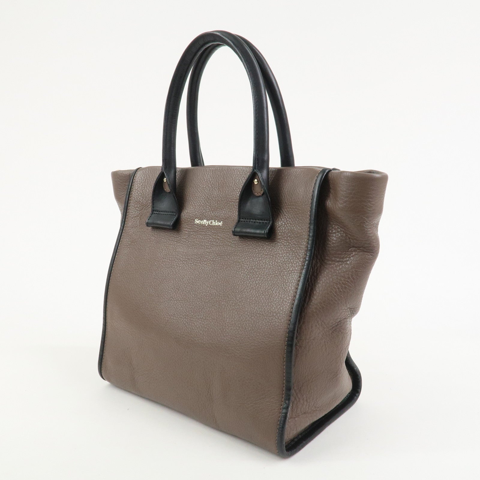 Chloe See by Chloe Leather Tote Bag Hand Bag Gray