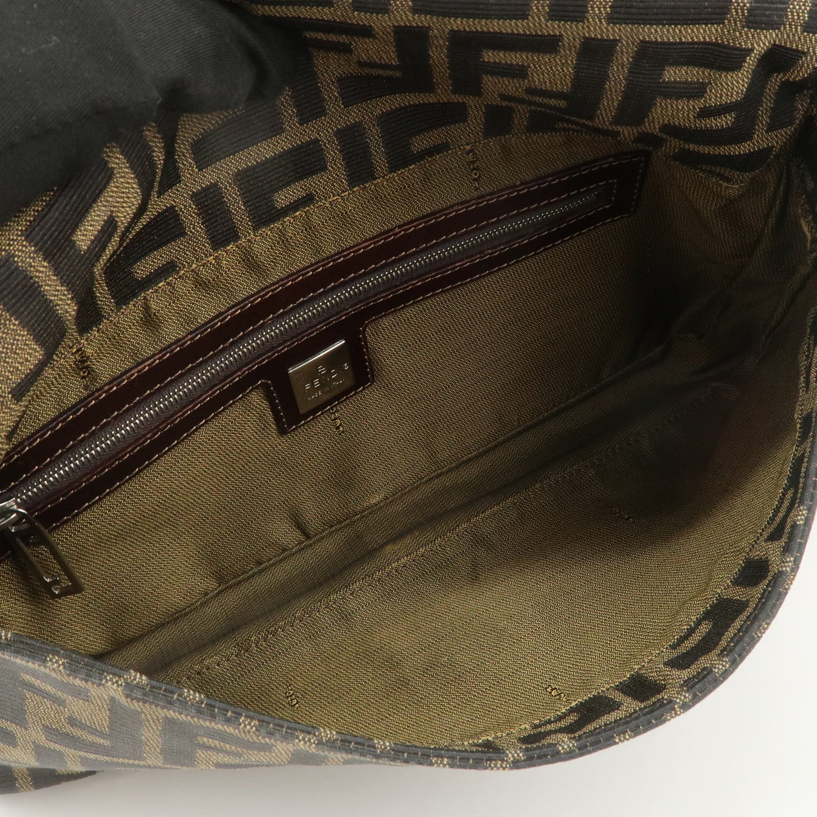 FENDI Zucca Canvas Leather Shoulder Bag Hand Bag Brown 26640