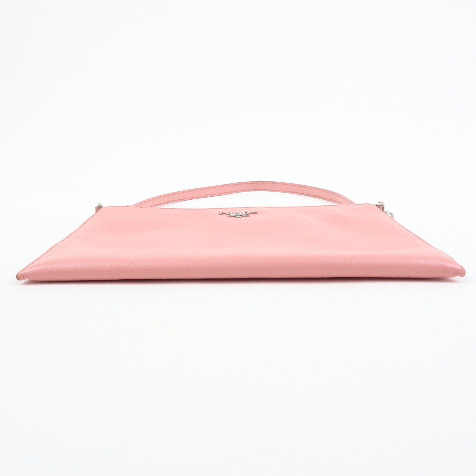 PRADA Saffiano Leather 2Way Bag Clutch Bag Shoulder Bag Pink