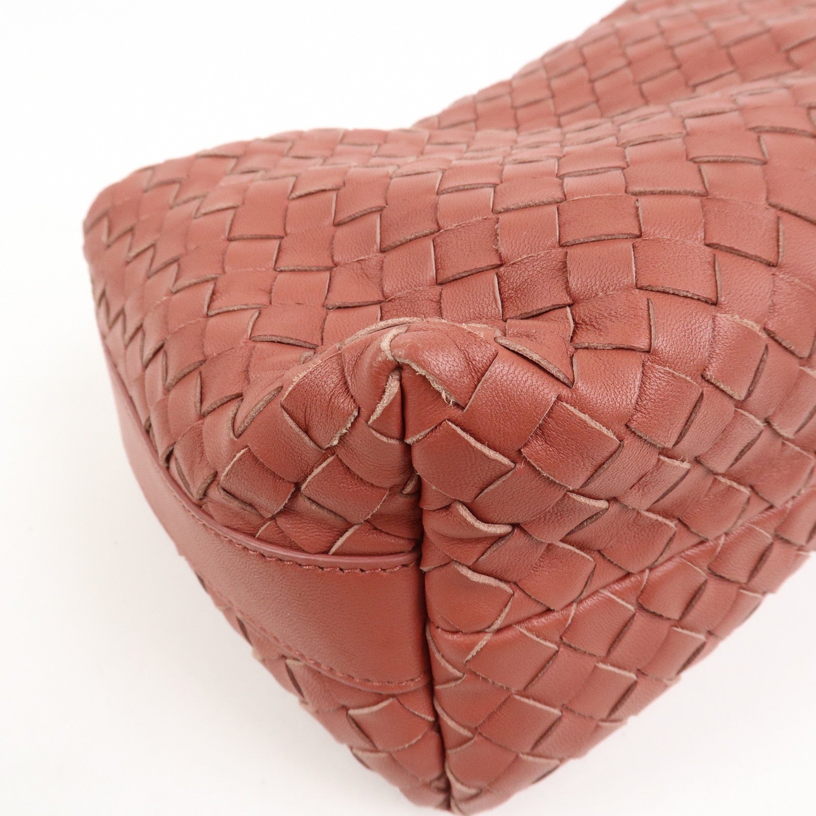 BOTTEGA VENETA Intrecciato Leather Shoulder Bag Hand Bag Red