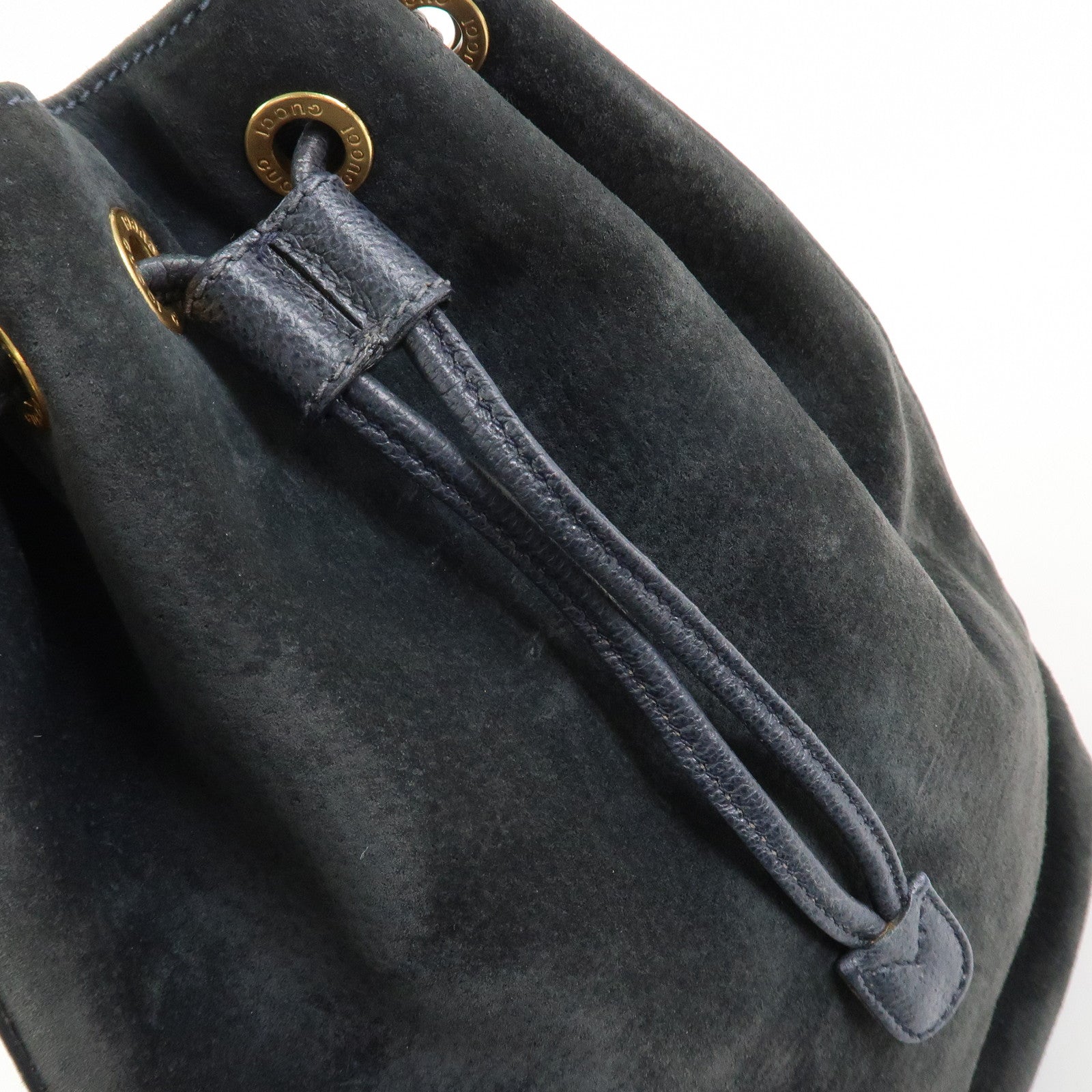 GUCCI Bamboo 2Way Bag Hand Bag Shoulder Bag Dark Navy 001繝ｻ2865