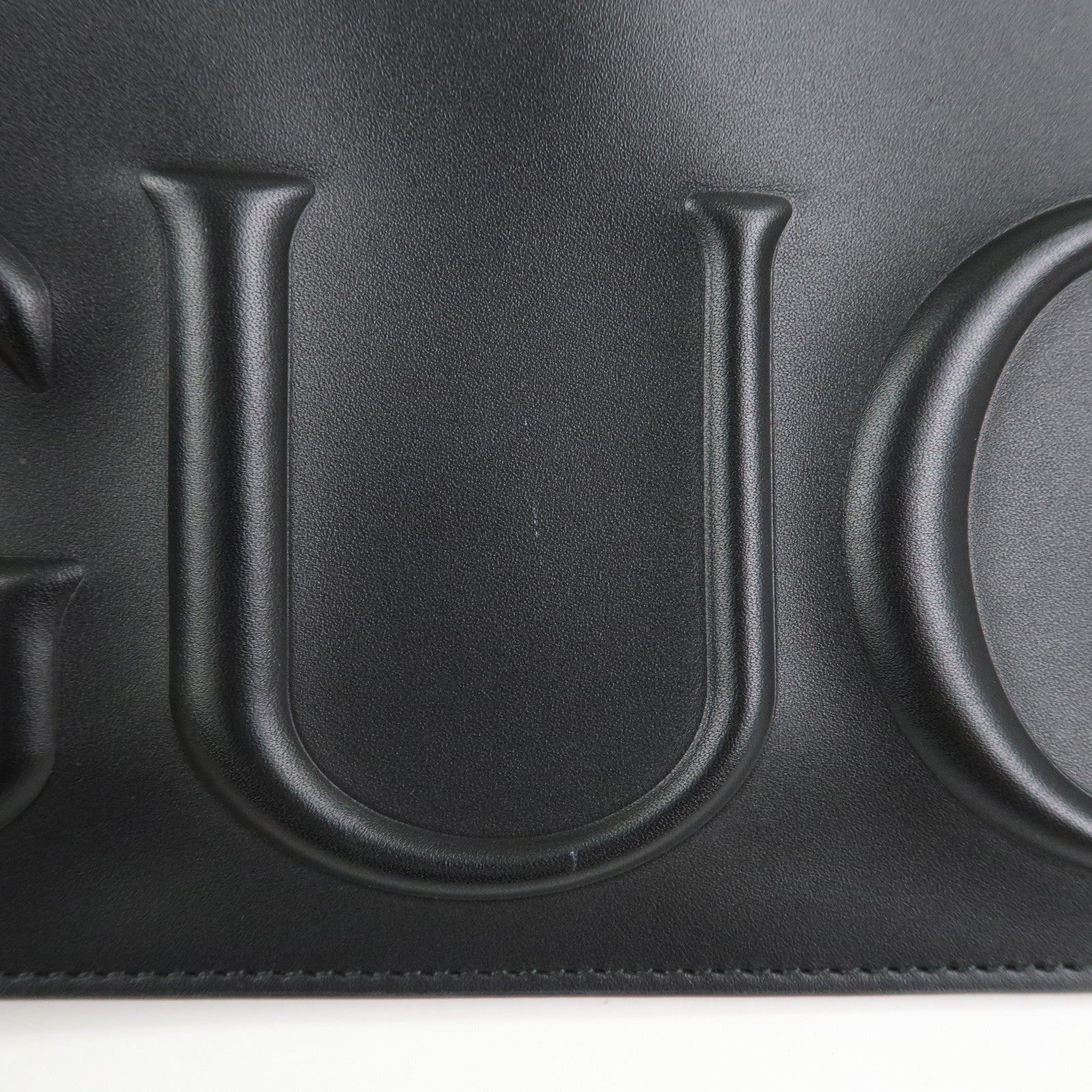 GUCCI Logo Leather XL Clutch Bag Black 421853