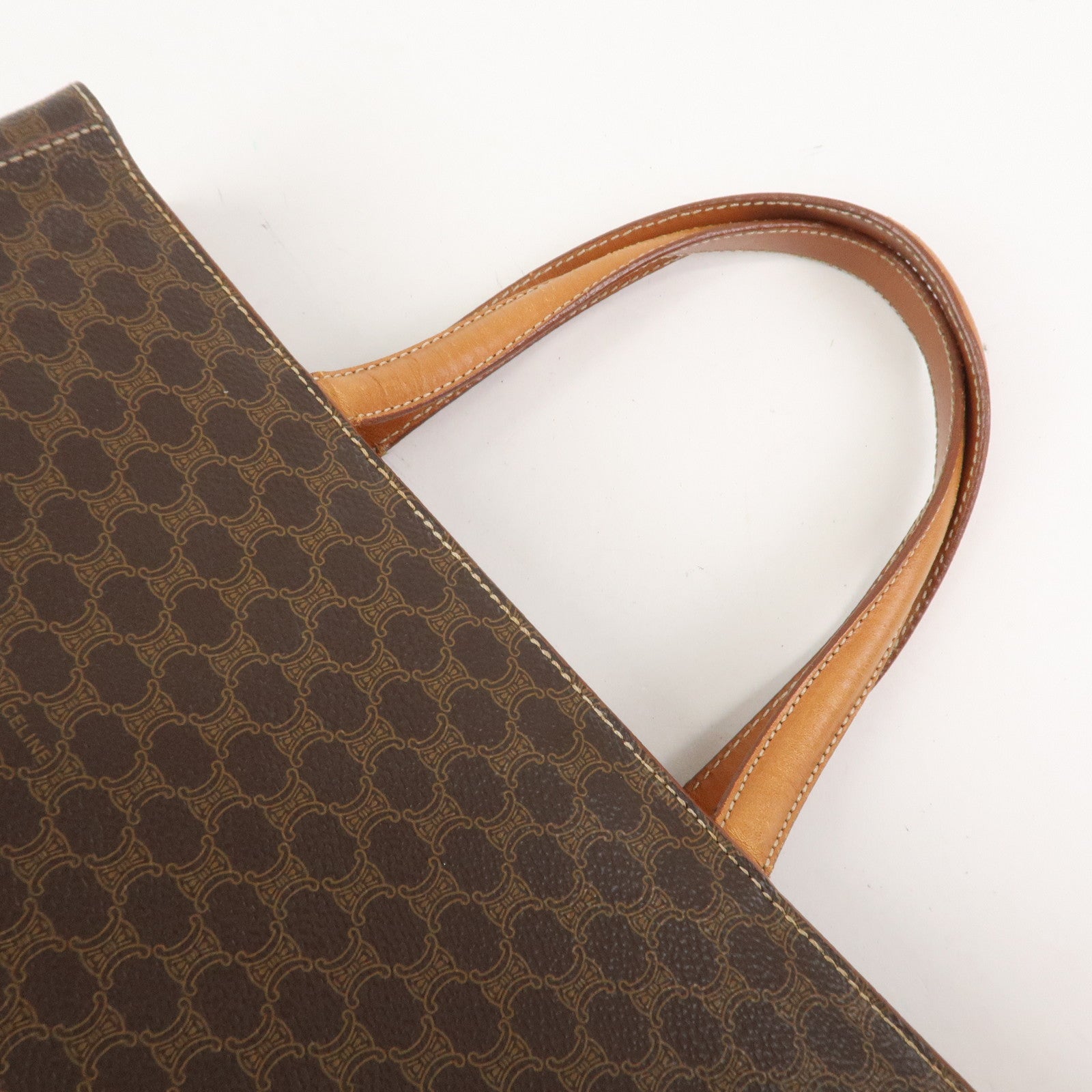 CELINE Macadam PVC Leather Hand Bag Tote Bag Brown