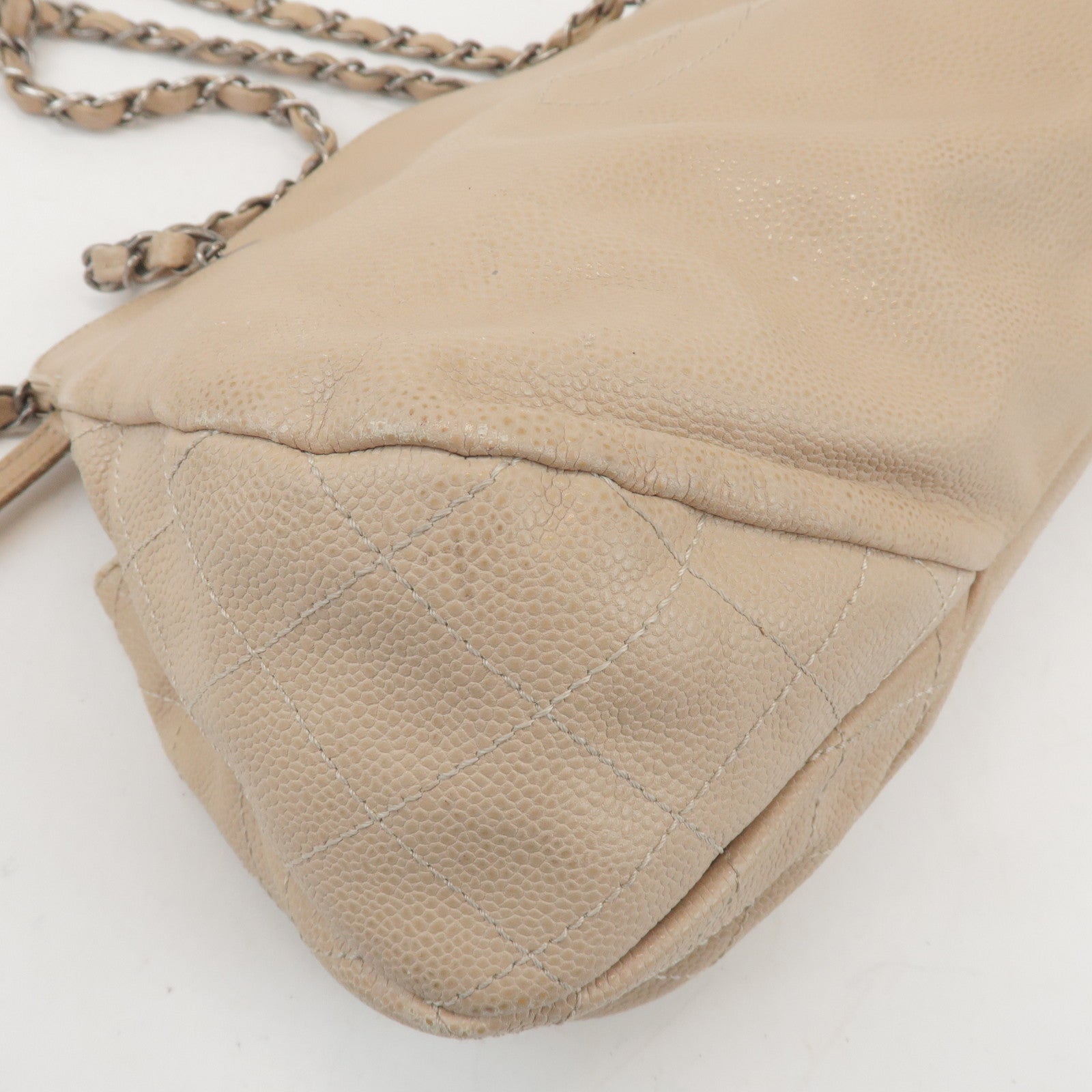 CHANEL COCO Mark Caviarskin Chain Shoulder Bag Hand Bag Beige