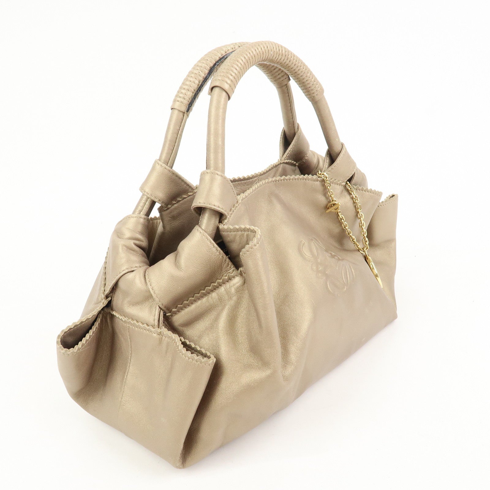 LOEWE Anagram Nappa Aire Leather Hand Bag Shoulder Bag Gold