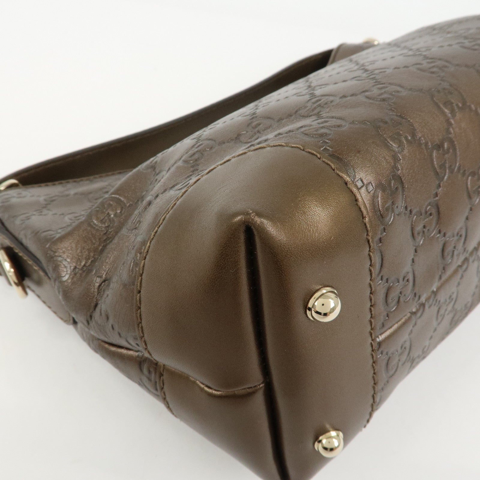 GUCCI Guccissima Bamboo Leather Shoulder Bag Hand Bag Bronze 269959