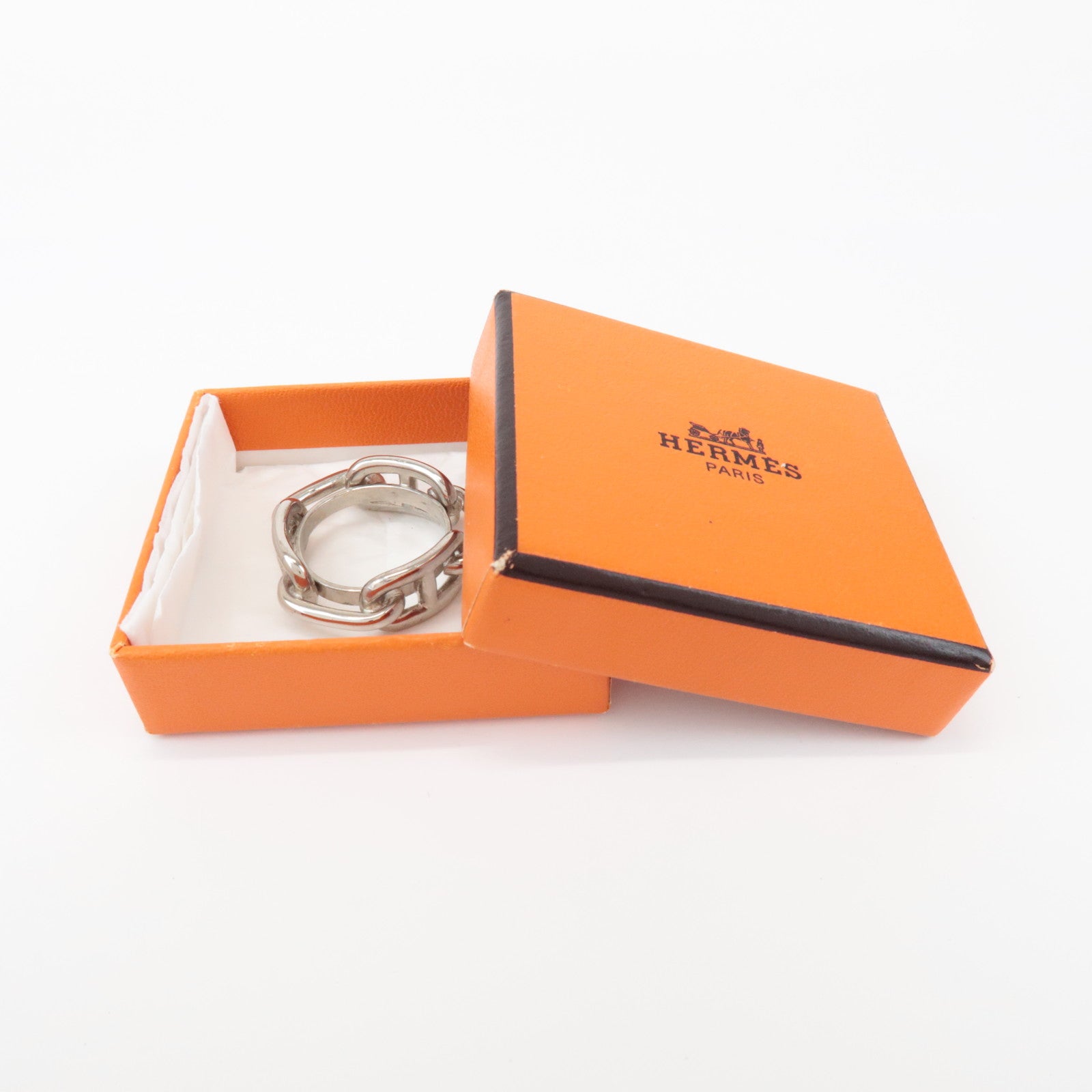 HERMES Metal Scarf Ring Scarf Charm Silver