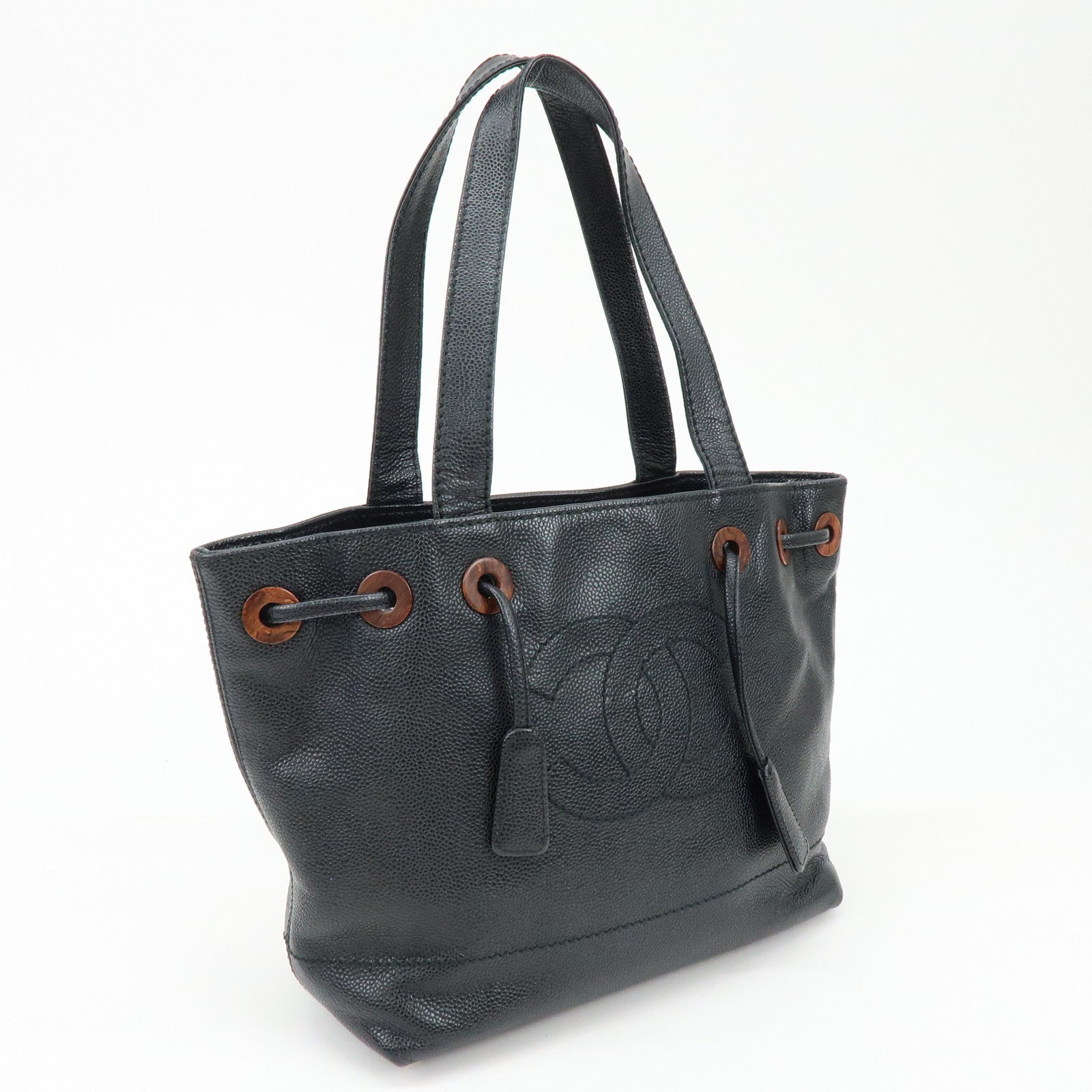 CHANEL COCO Mark Caviarskin Tote Bag Shoulder Bag Black