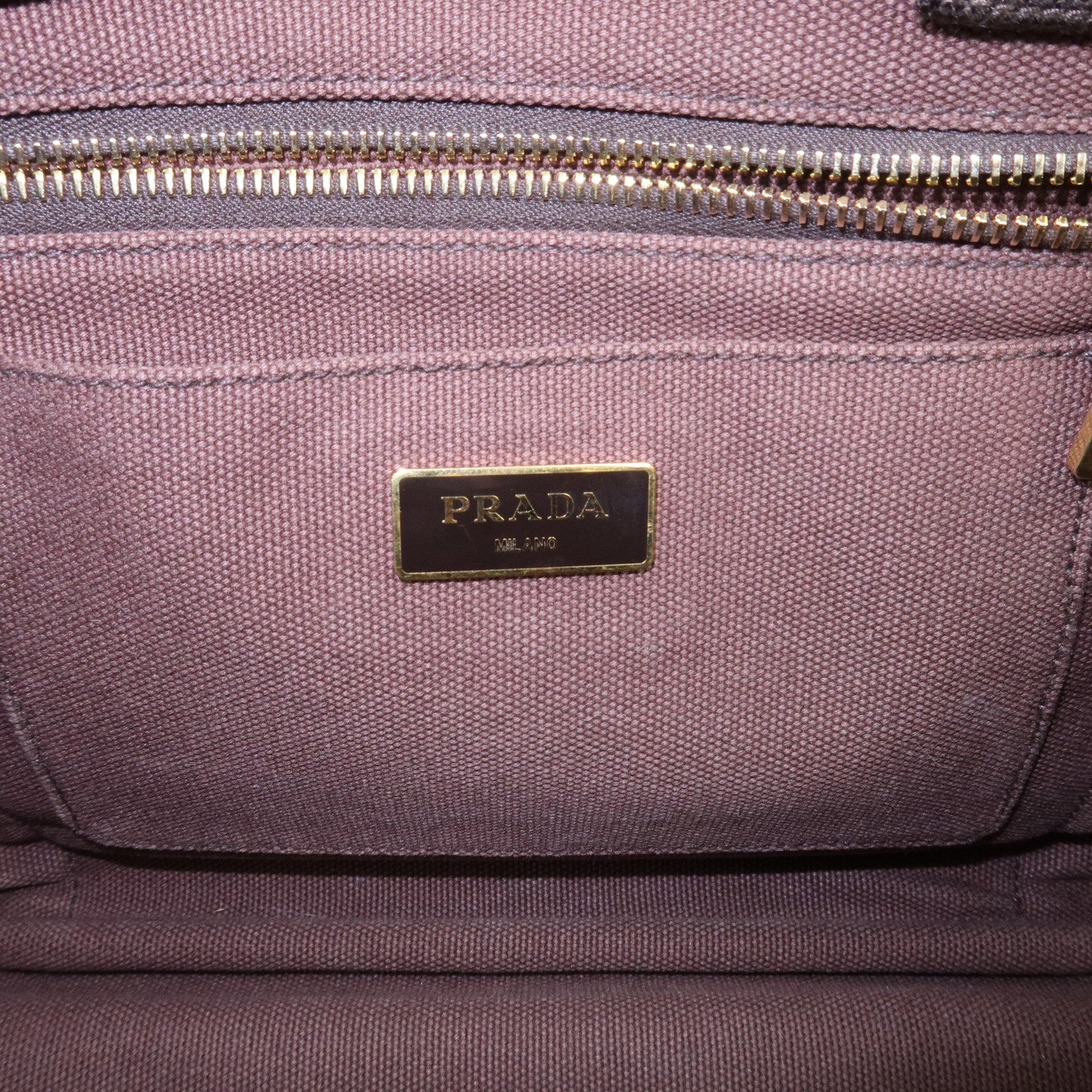 PRADA Logo Canapa Canvas 2Way Bag Hand Bag Brown BN2642