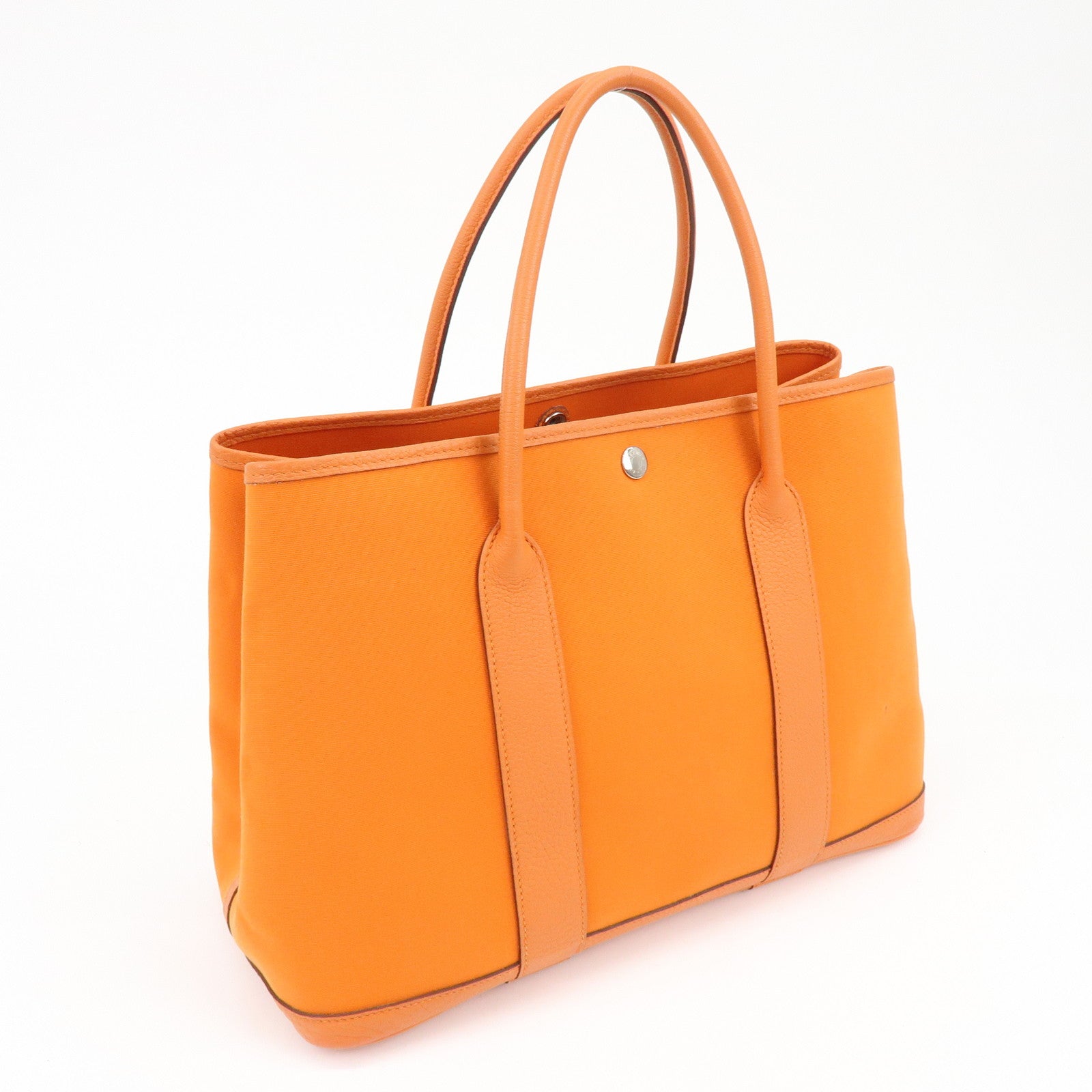 HERMES Garden Party PM Toile Officier Leather □Q Stamped Tote Bag
