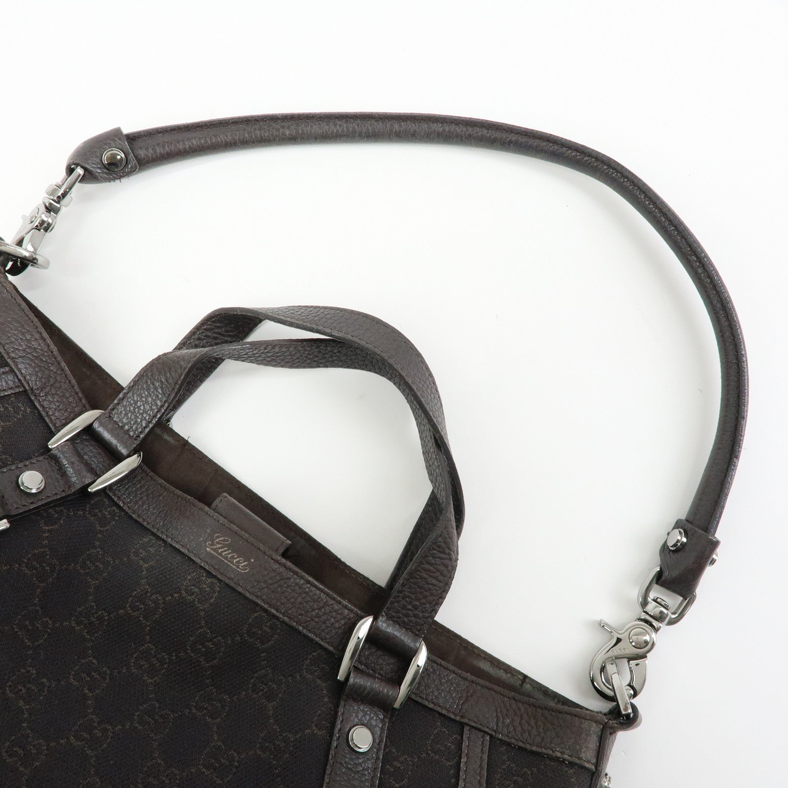 GUCCI GG Denim Leather 2Way Bag Shoulder Bag Dark Brown 268641