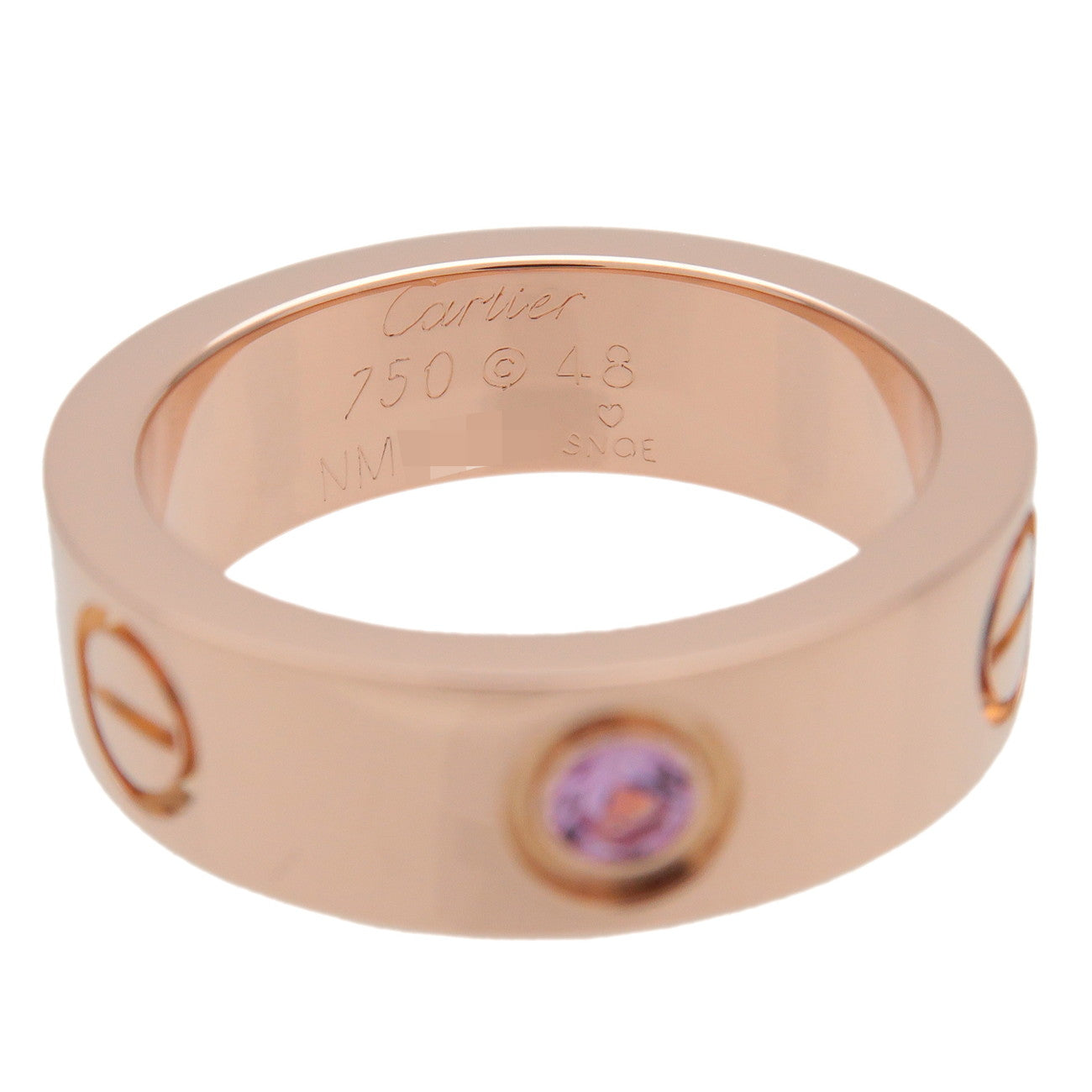 Cartier Love Ring 1P Pink Sapphire K18 750PG #48 US4.5 Rose Gold