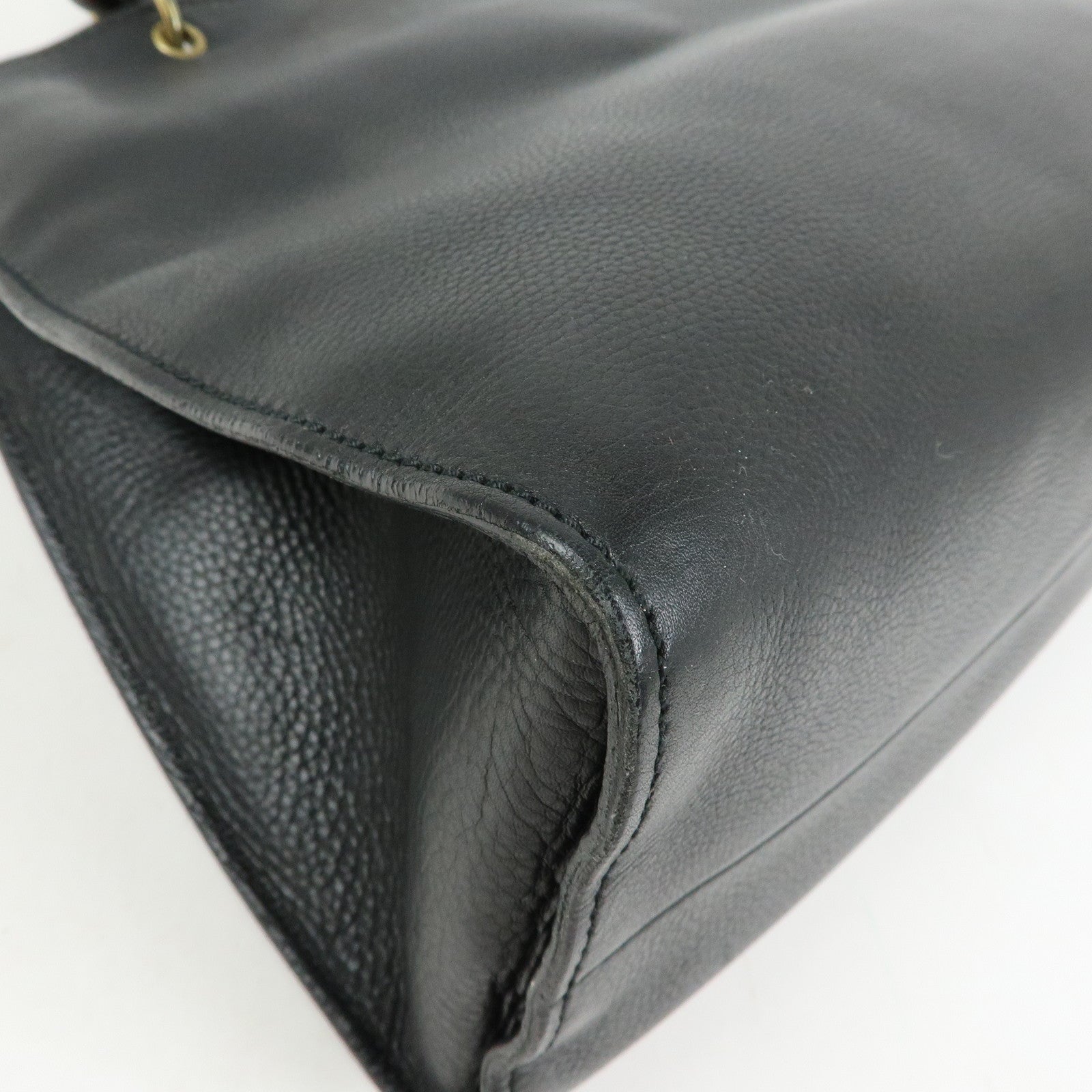 GUCCI Bamboo Leather Tote Bag Hand Bag Black 109138