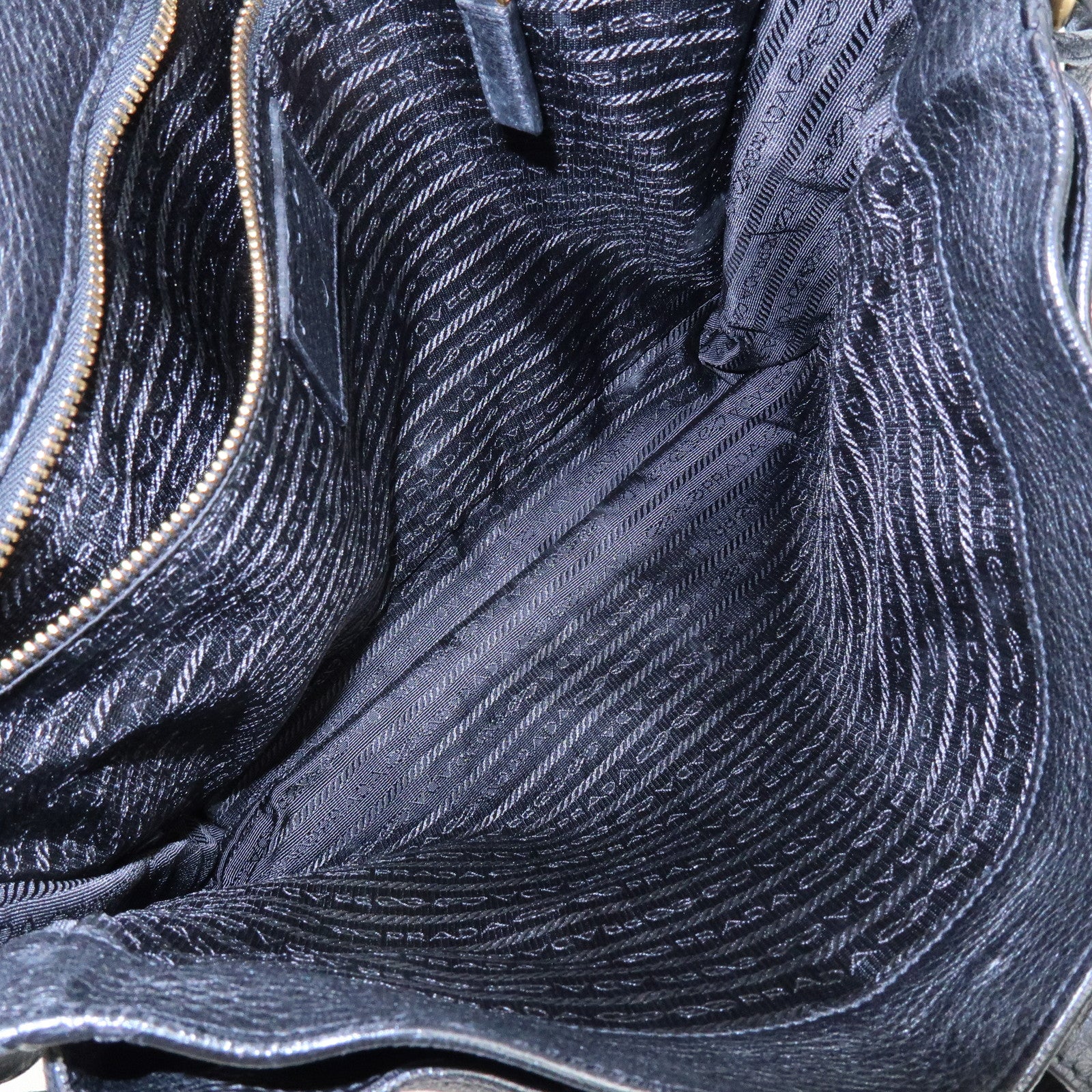 PRADA Logo Leather Shoulder Bag Crossbody Bag Black VA0638