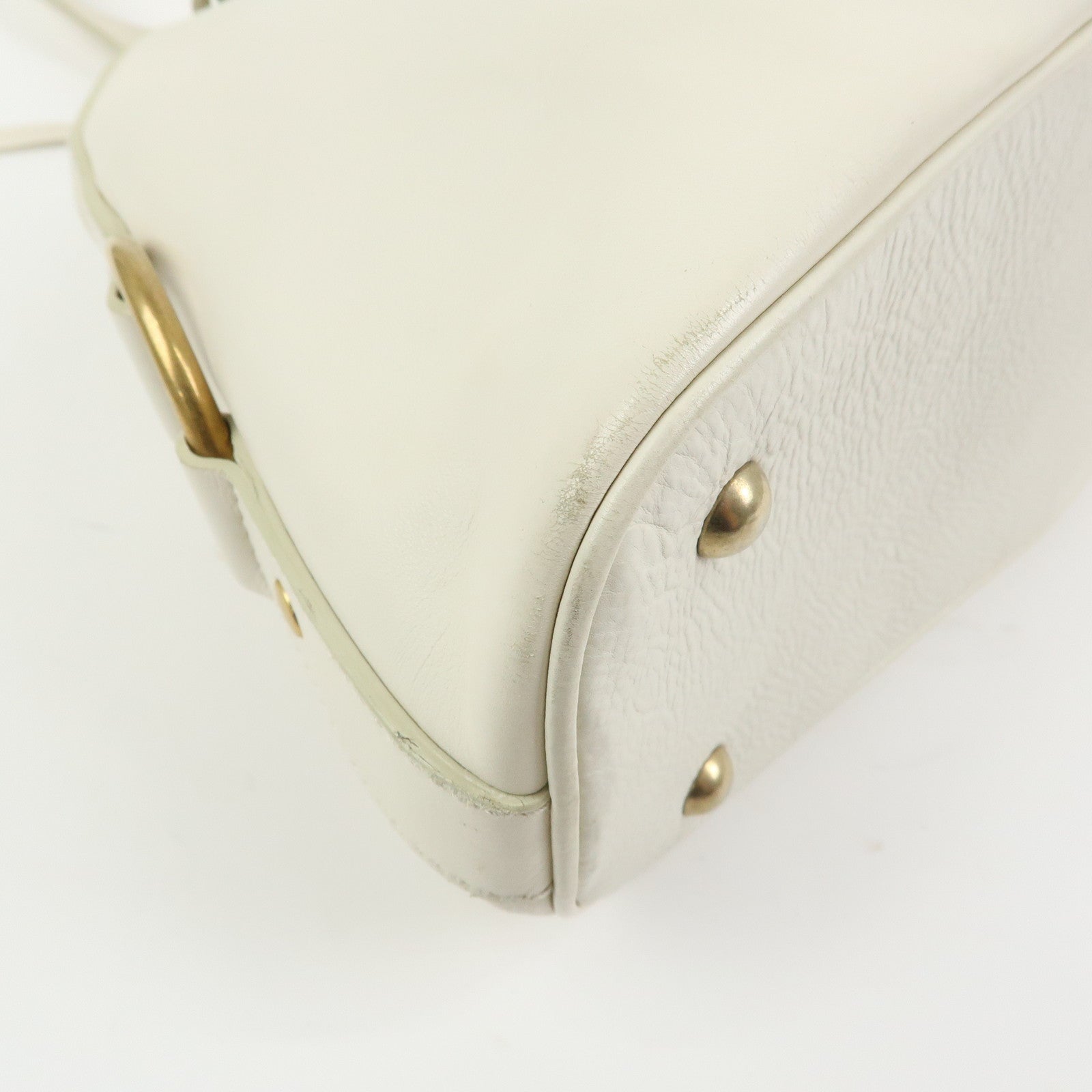 SAINT LAURENT PARIS Muse Y Line Leather Hand Bag Ivory 156465