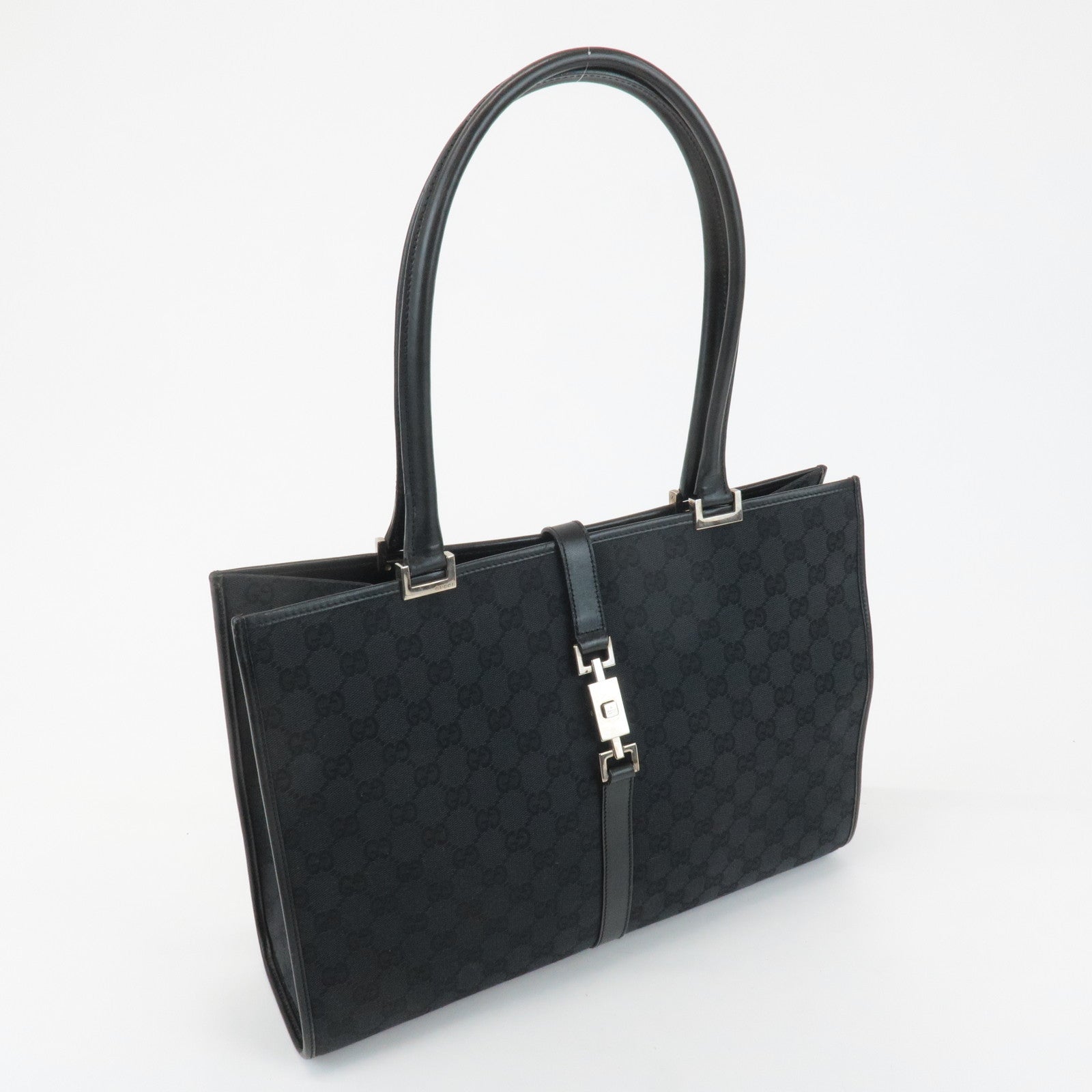 GUCCI Jackie GG Canvas Tote Bag Shoulder Bag Black 002.1074 Used