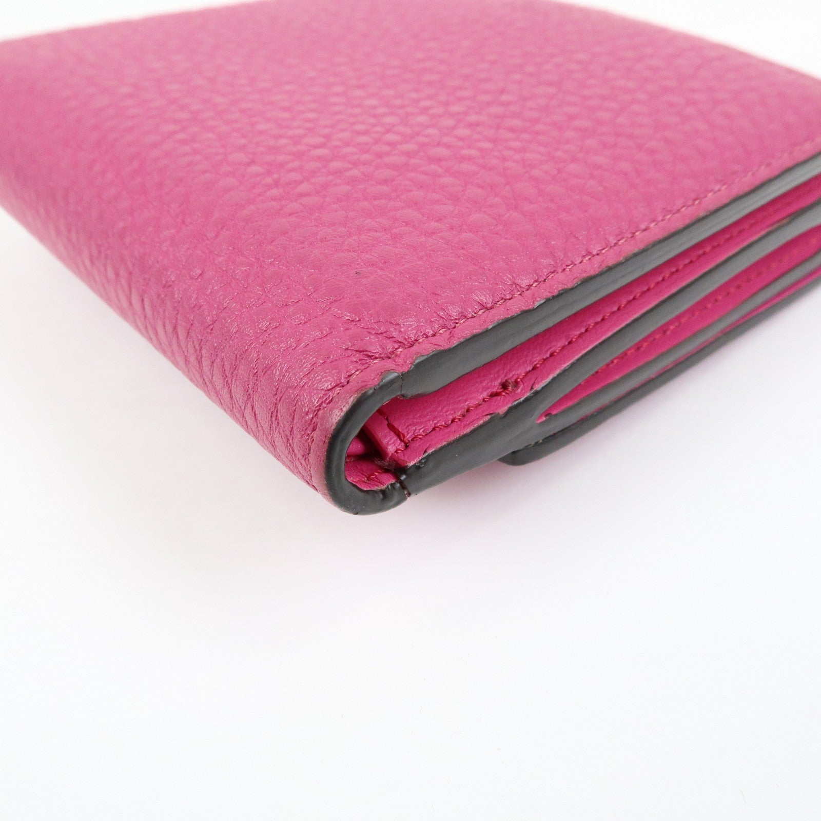 FENDI Peekaboo Leather Bi-fold Compact Wallet Pink 8M0438