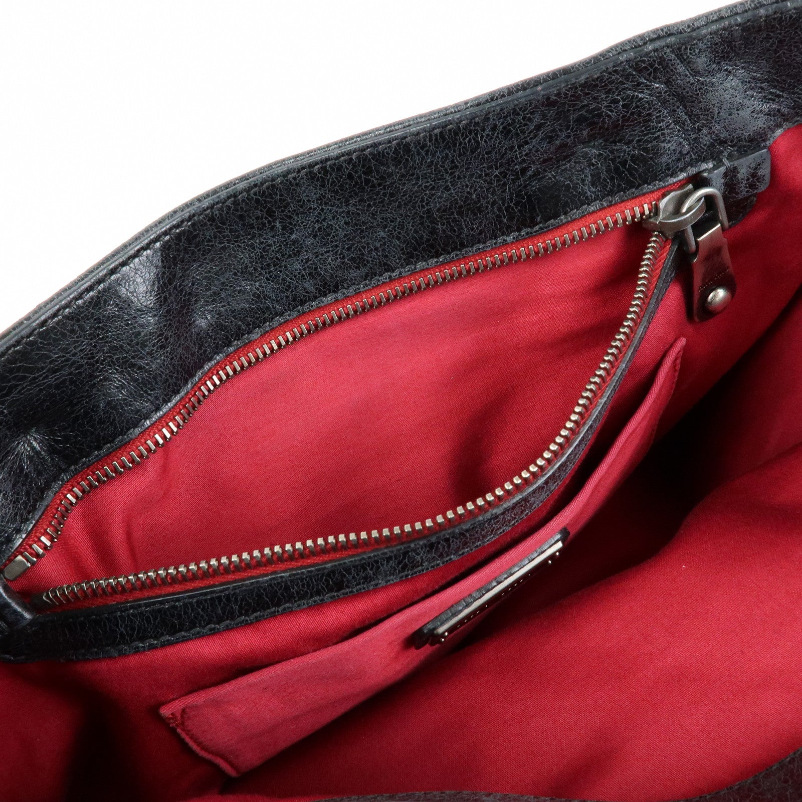MIU MIU Leather Tote Bag Shoulder Bag Black Padlock Charm