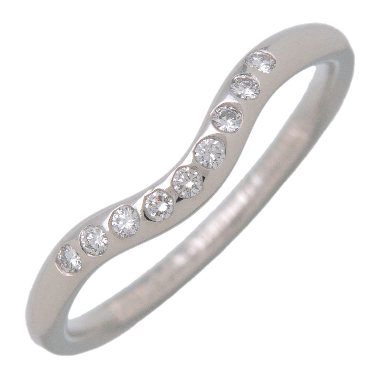 Tiffany & Co Curved Band 9P Diamond Ring Platinum US6 EU52 HK13