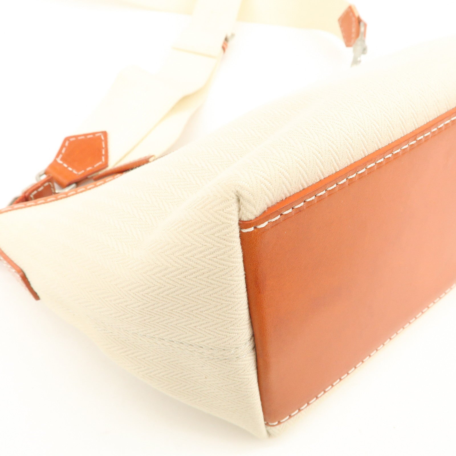 BURBERRY Blue Label  Canvas Leather Shoulder Bag Ivory Brown
