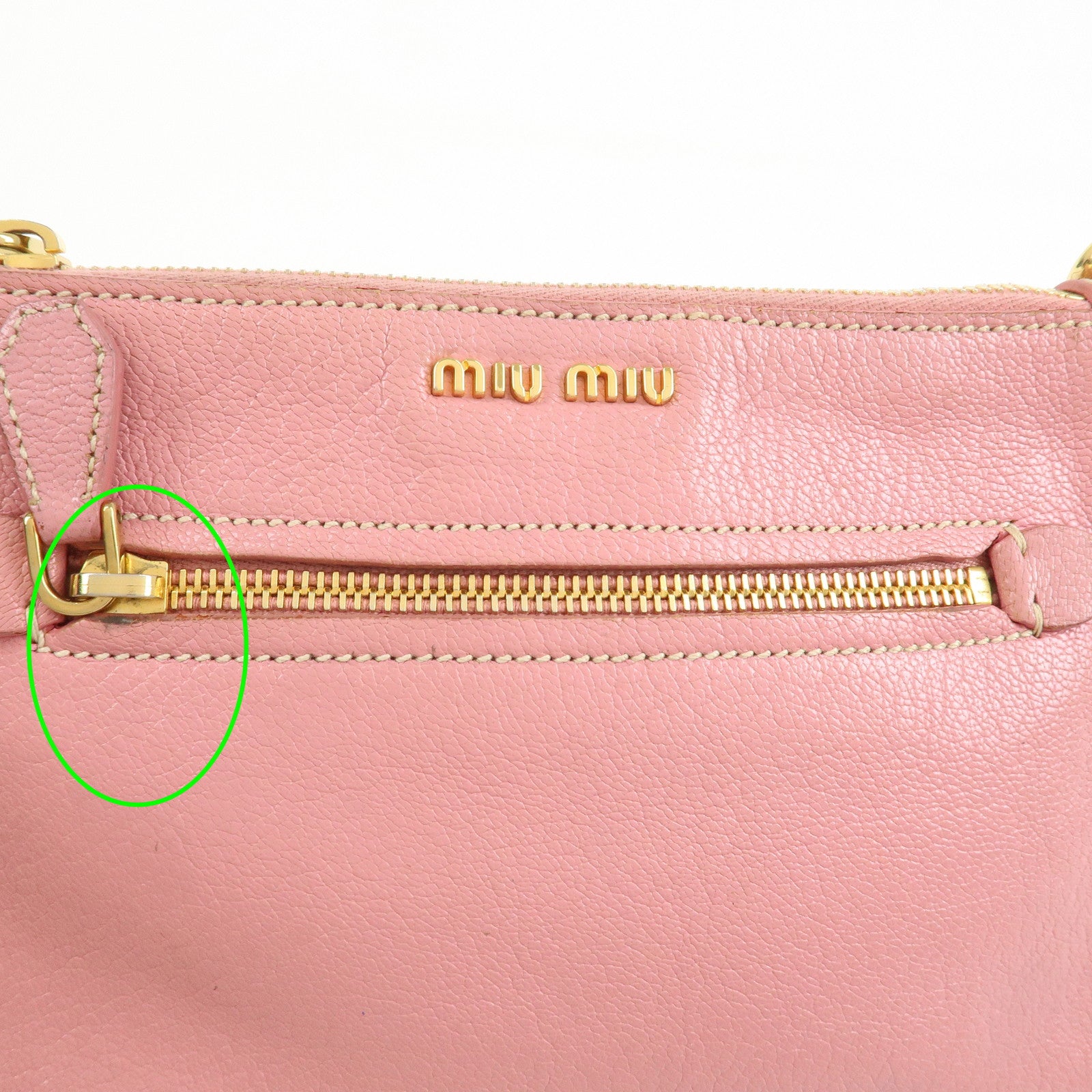 MIU MIU Logo Leather 2Way Bag Hand Bag Shoulder Bag Pink