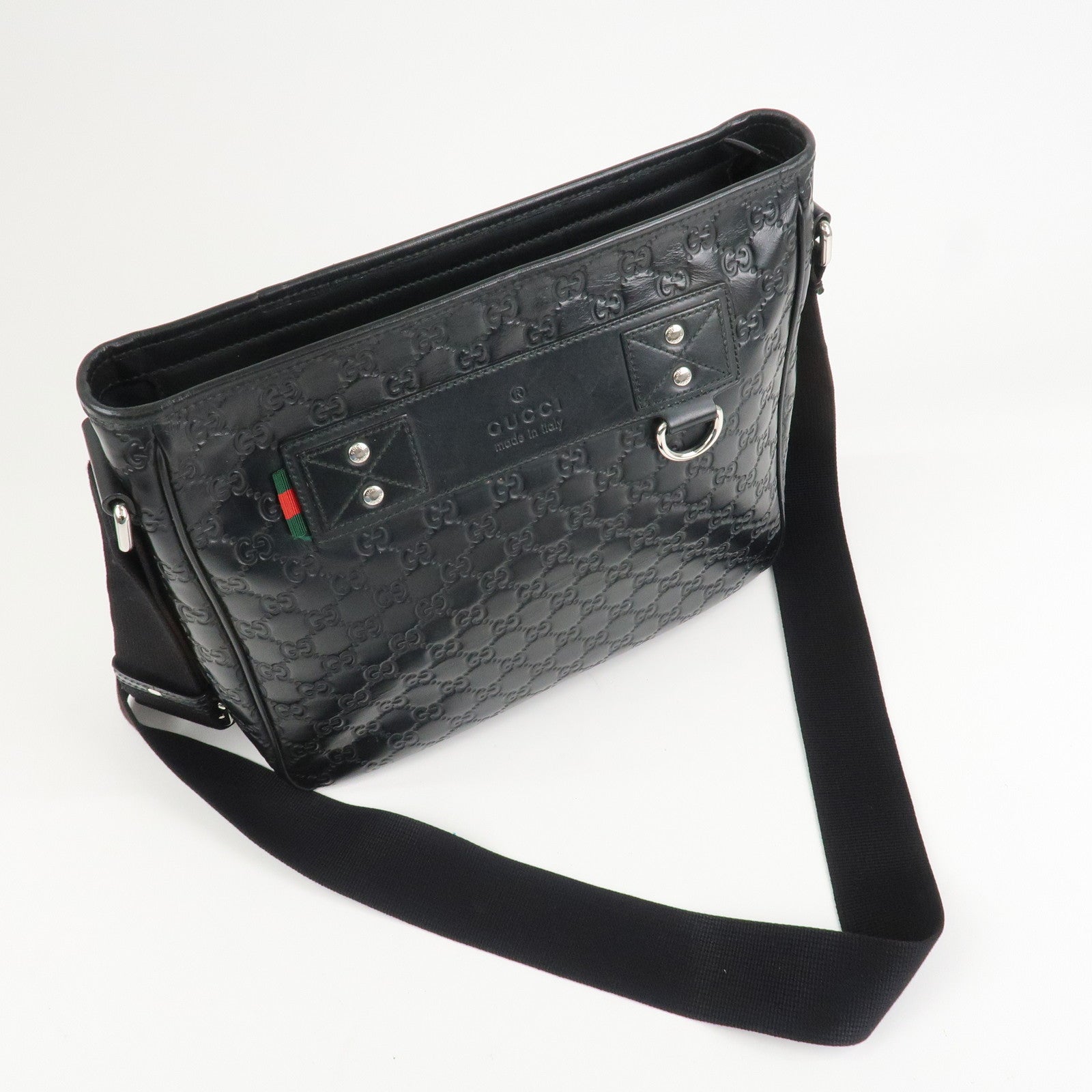 GUCCI Sherry Guccissima Leather Shoulder Bag Black 322080