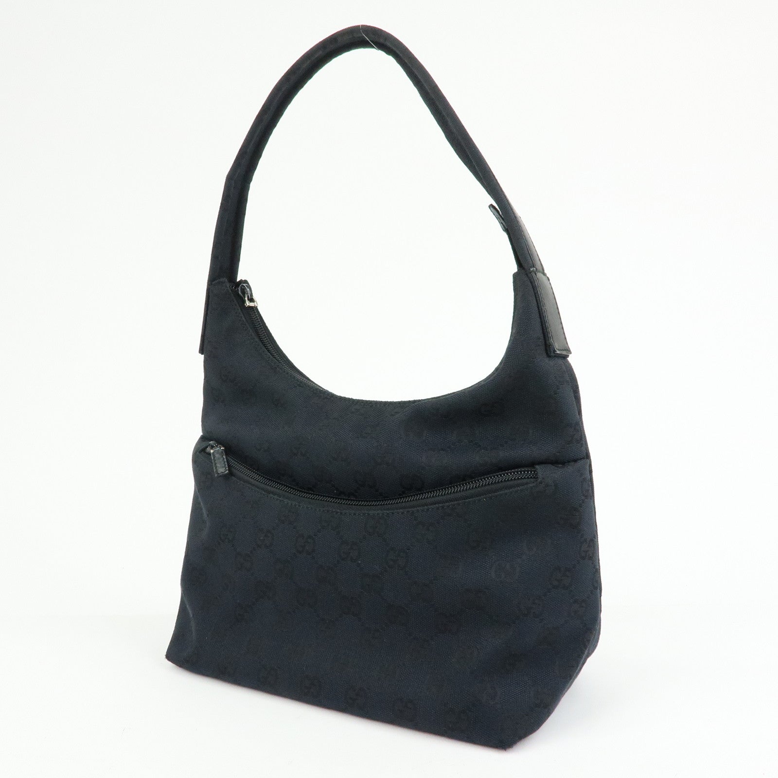 GUCCI GG Canvas Leather Hand Bag Shoulder Bag Black 001・3386