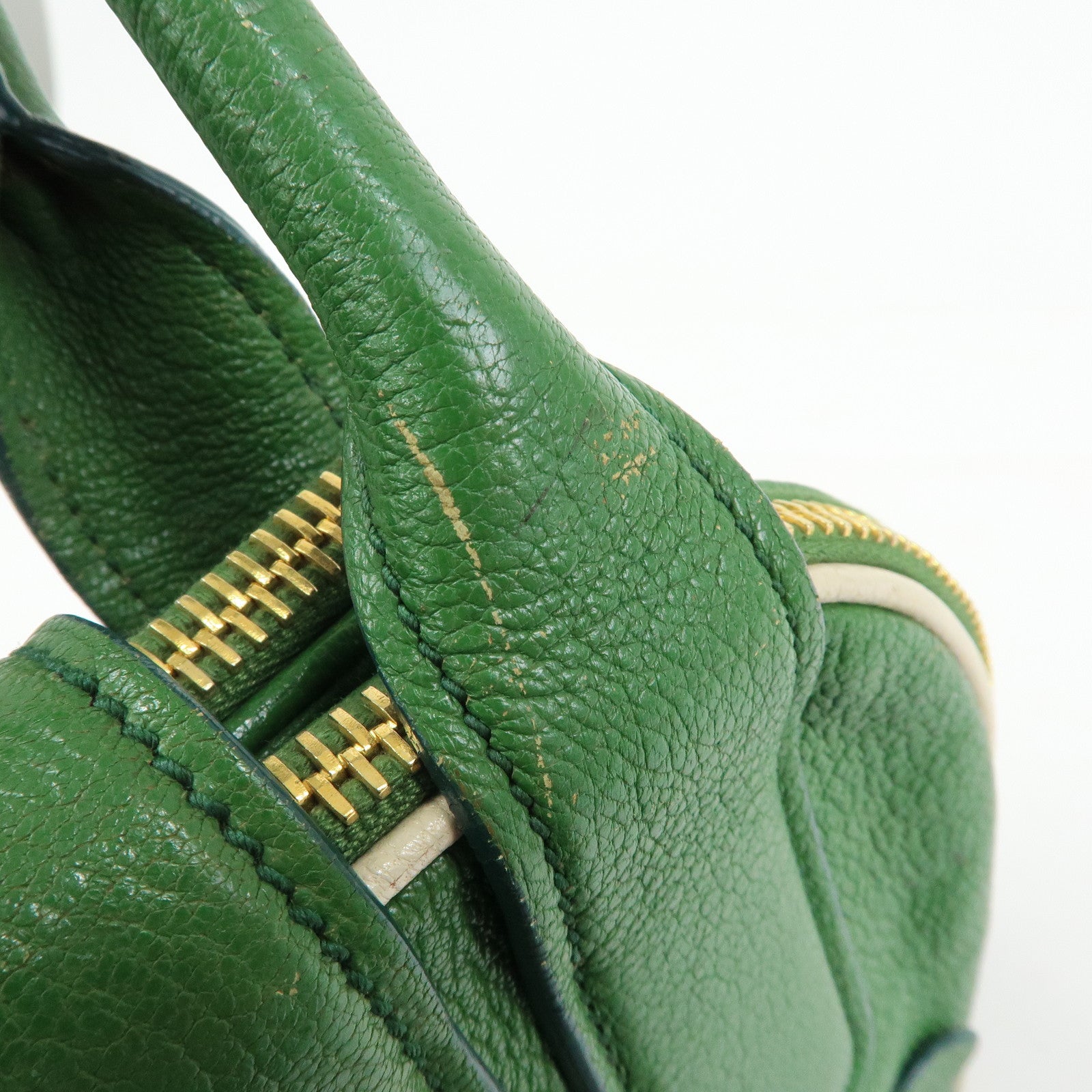 MIU MIU Madras Leather 2Way Bag Hand Bag Shoulder Bag Green