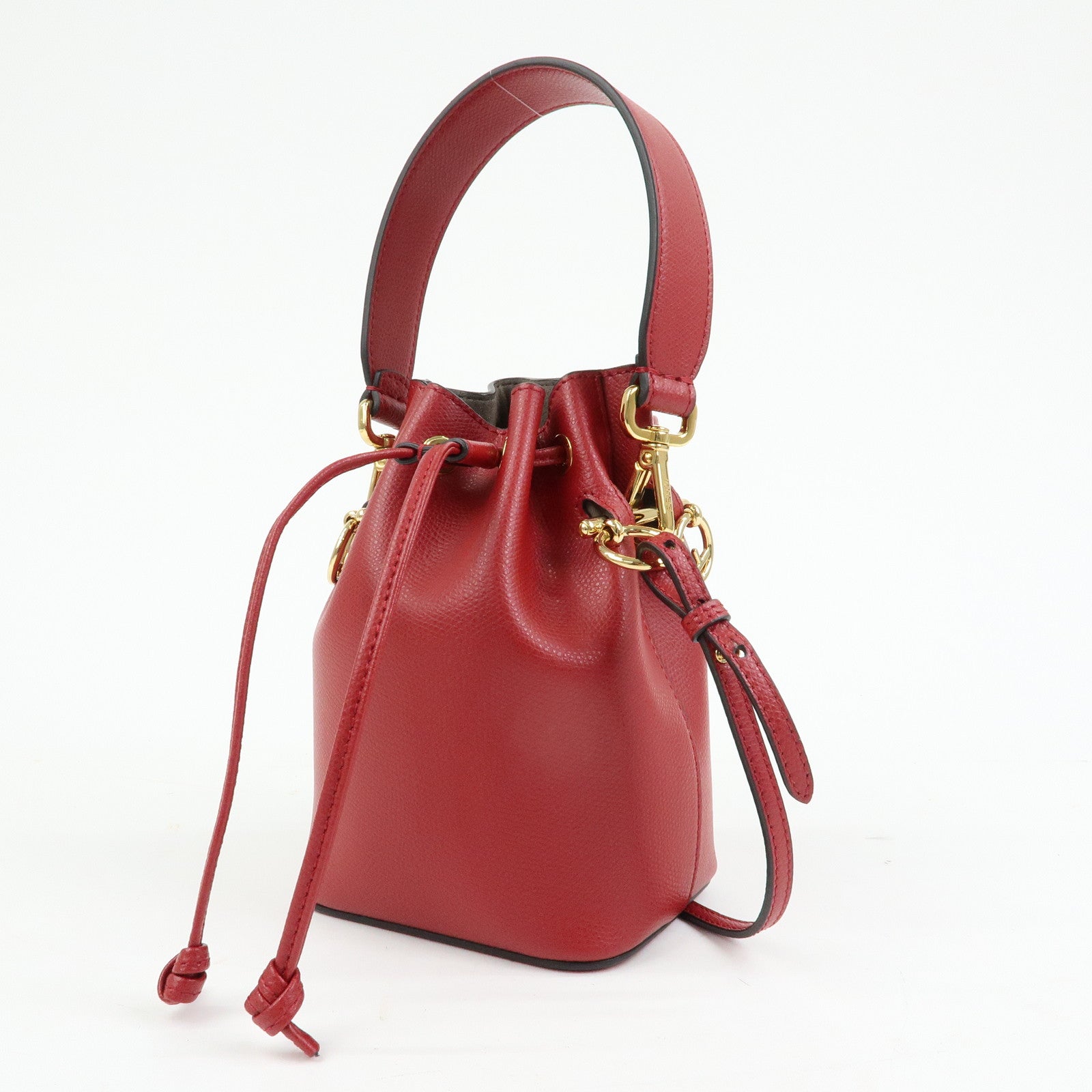 FENDI Mon Tresor Leather 2Way Bag Hand Bag Shoulder Bag Red 8BS010