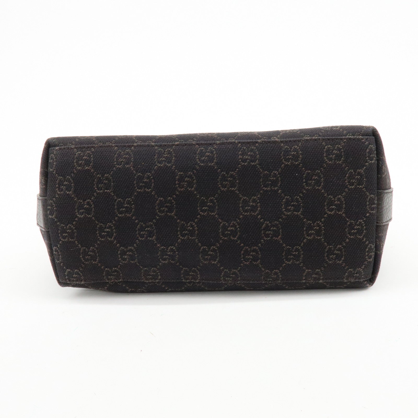 GUCCI GG Denim Leather Shoulder Bag Hand Bag Dark Brown 28335