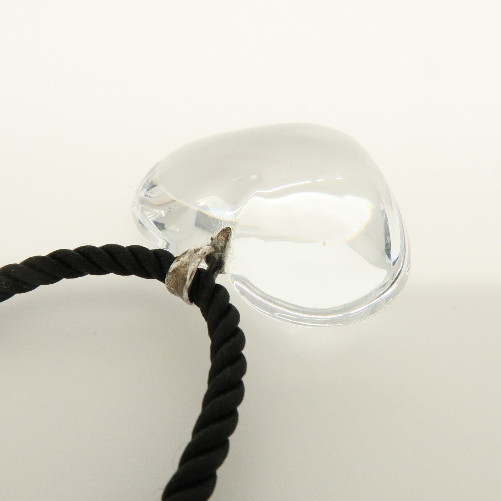 Baccarat Crystal Silver Heart Motif Necklace SV925 Clear Black