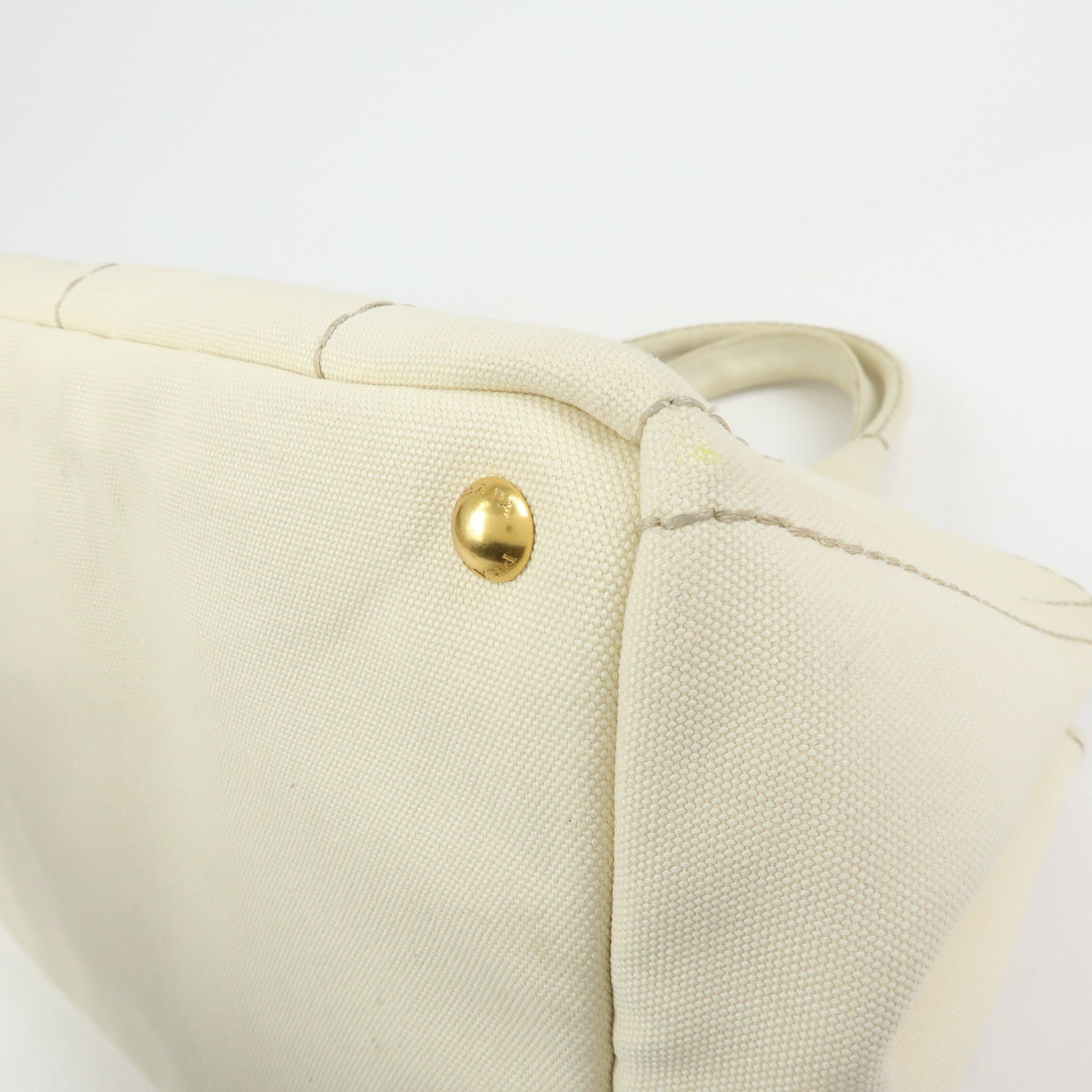 PRADA Canapa Canvas 2Way Bag Tote Bag Hand Bag White BN1877