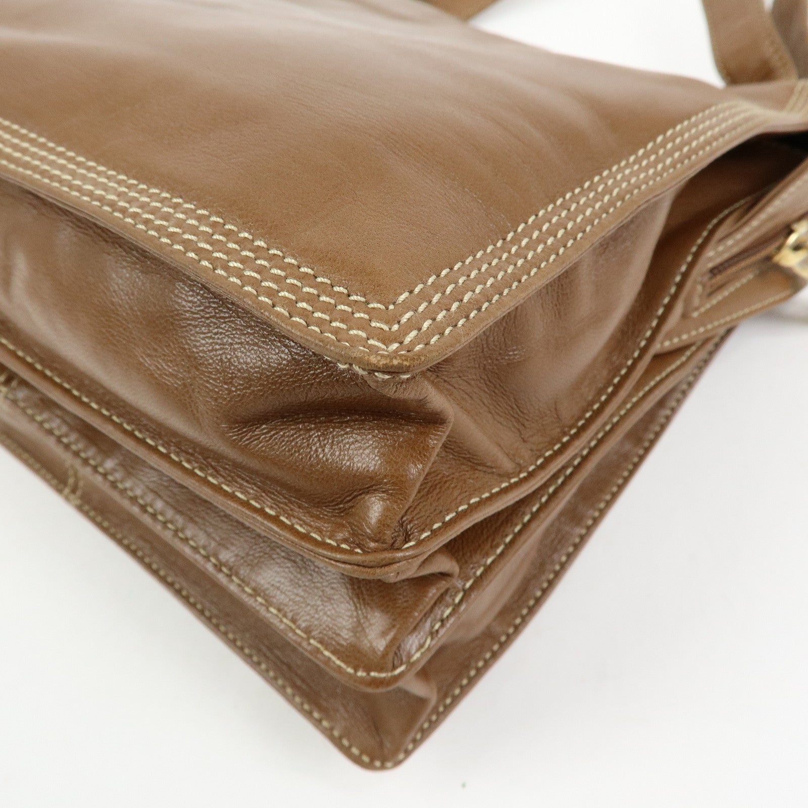 LOEWE Anagram Nappa Leather Shoulder Bag Hand Bag Brown