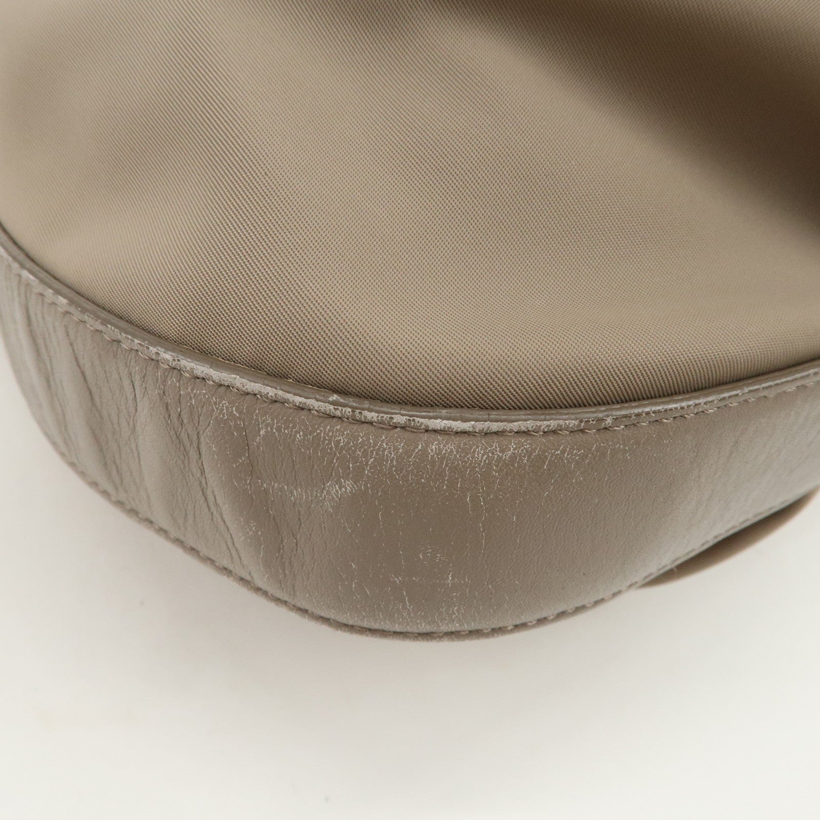 Ferragamo Vara Ribbon Nylon Leather Shoulder Bag Hand Bag Gray