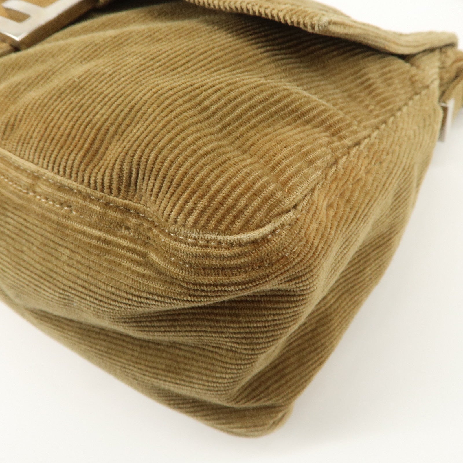 FENDI Mamma Baguette Corduroy Shoulder Bag Light Brown 26323 Used