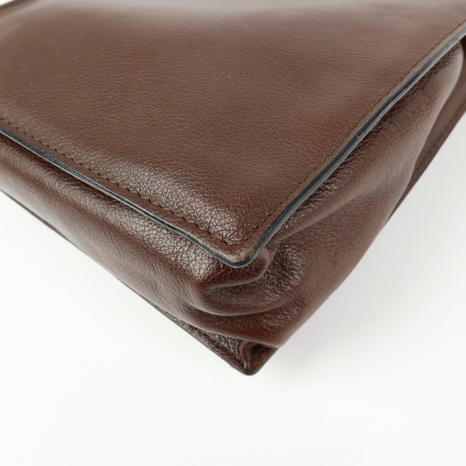 BOTTEGA VENETA Leather Square Hand Bag Brown